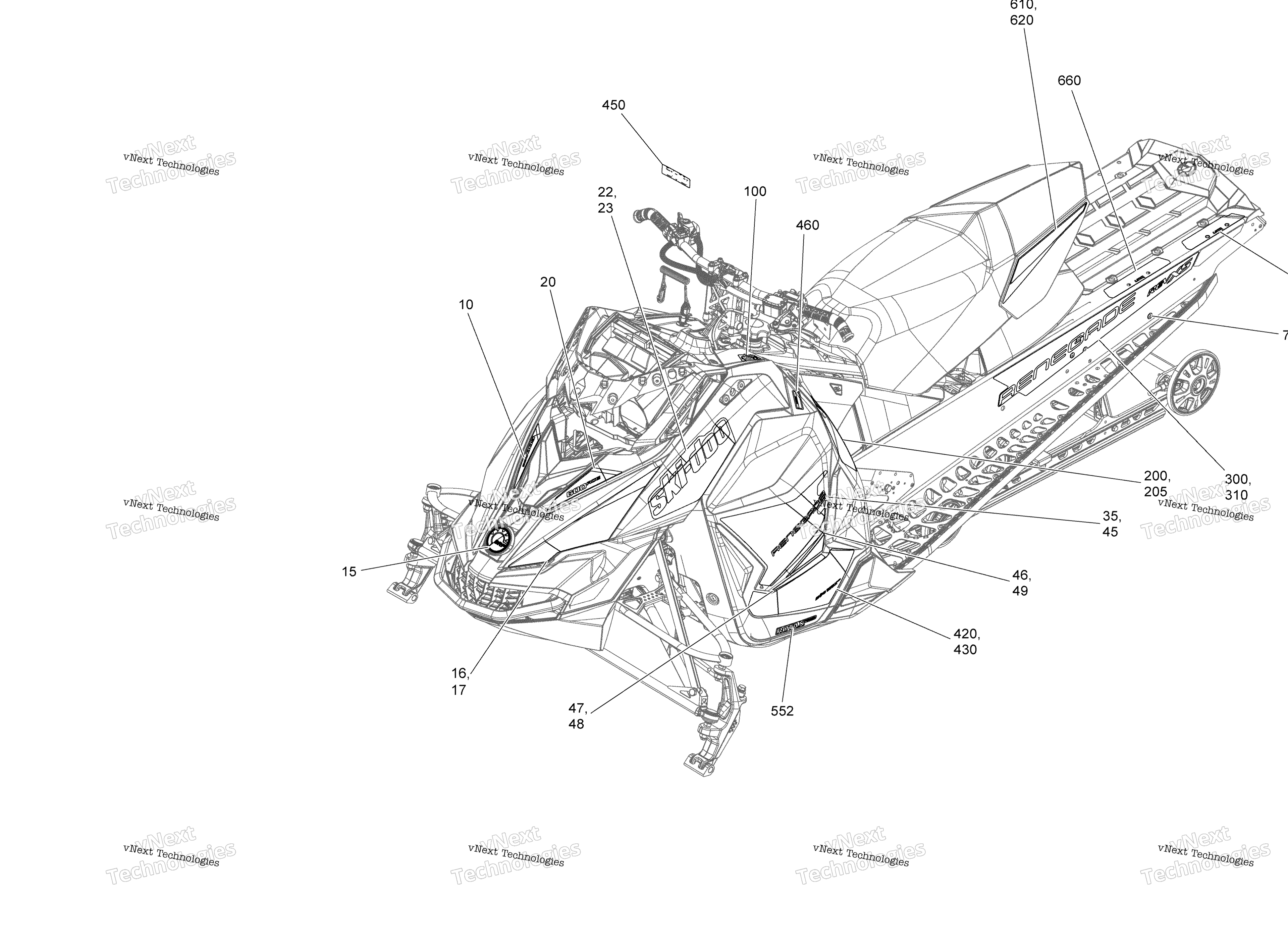 Схема узла Наклейки Renegade - 600 Ace - Package Sport