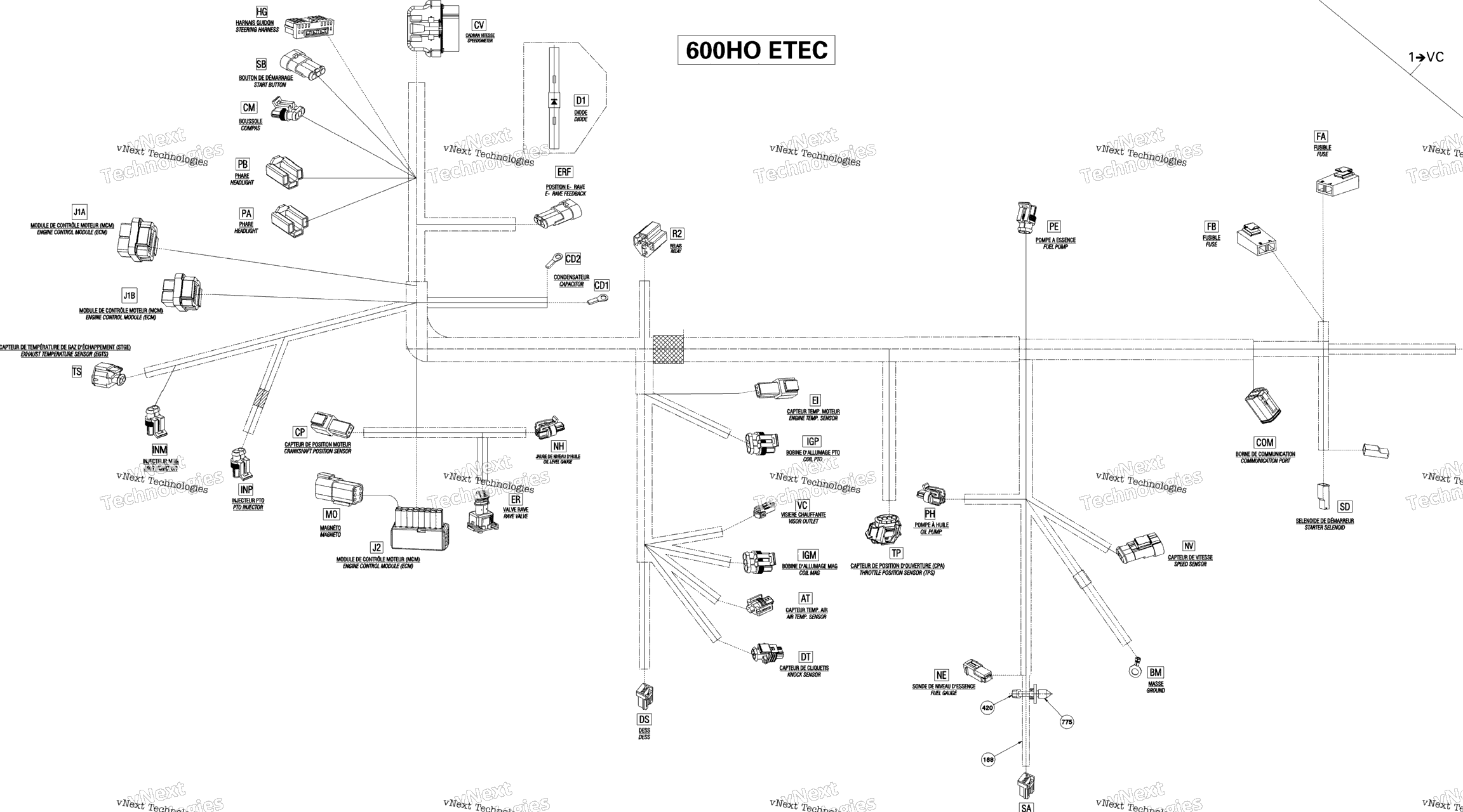 Схема узла Электрическая Проводка 600Ho Etec