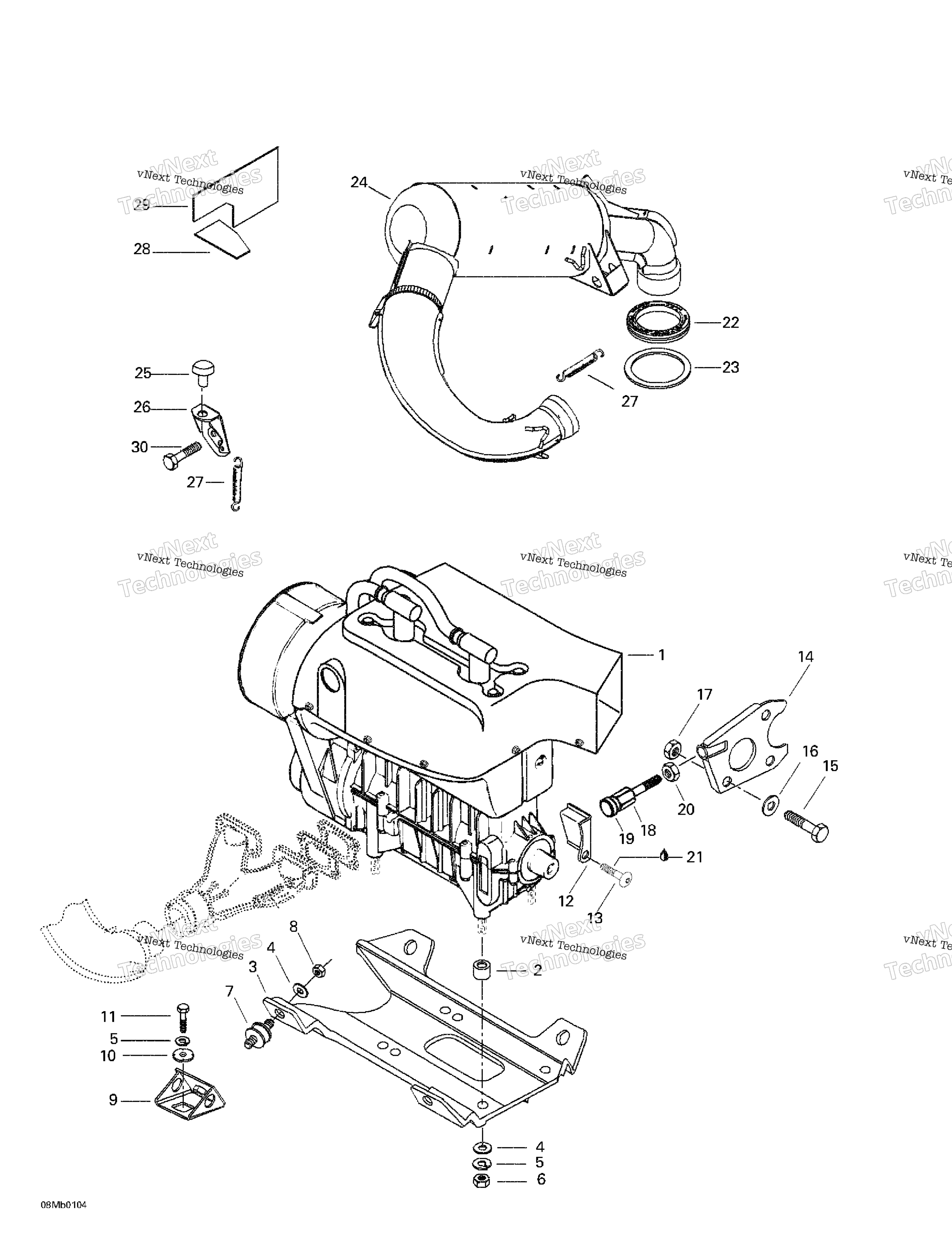 Схема узла Опора Двигателя И Глушитель