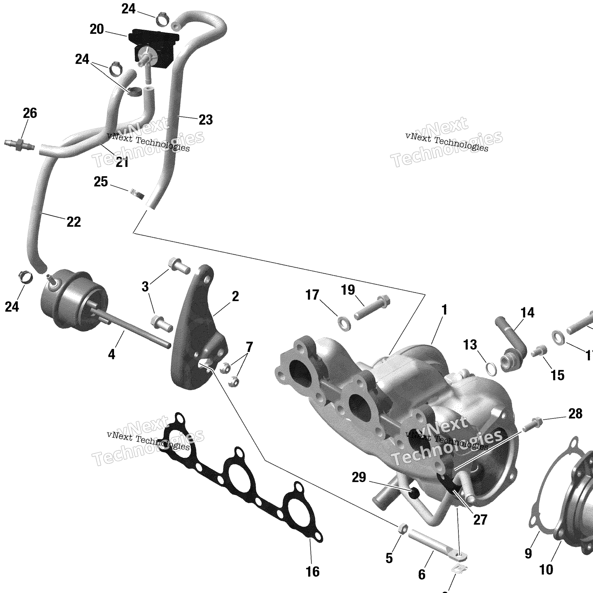 Схема узла Ротакс - Турбокомпрессор - Turbo R