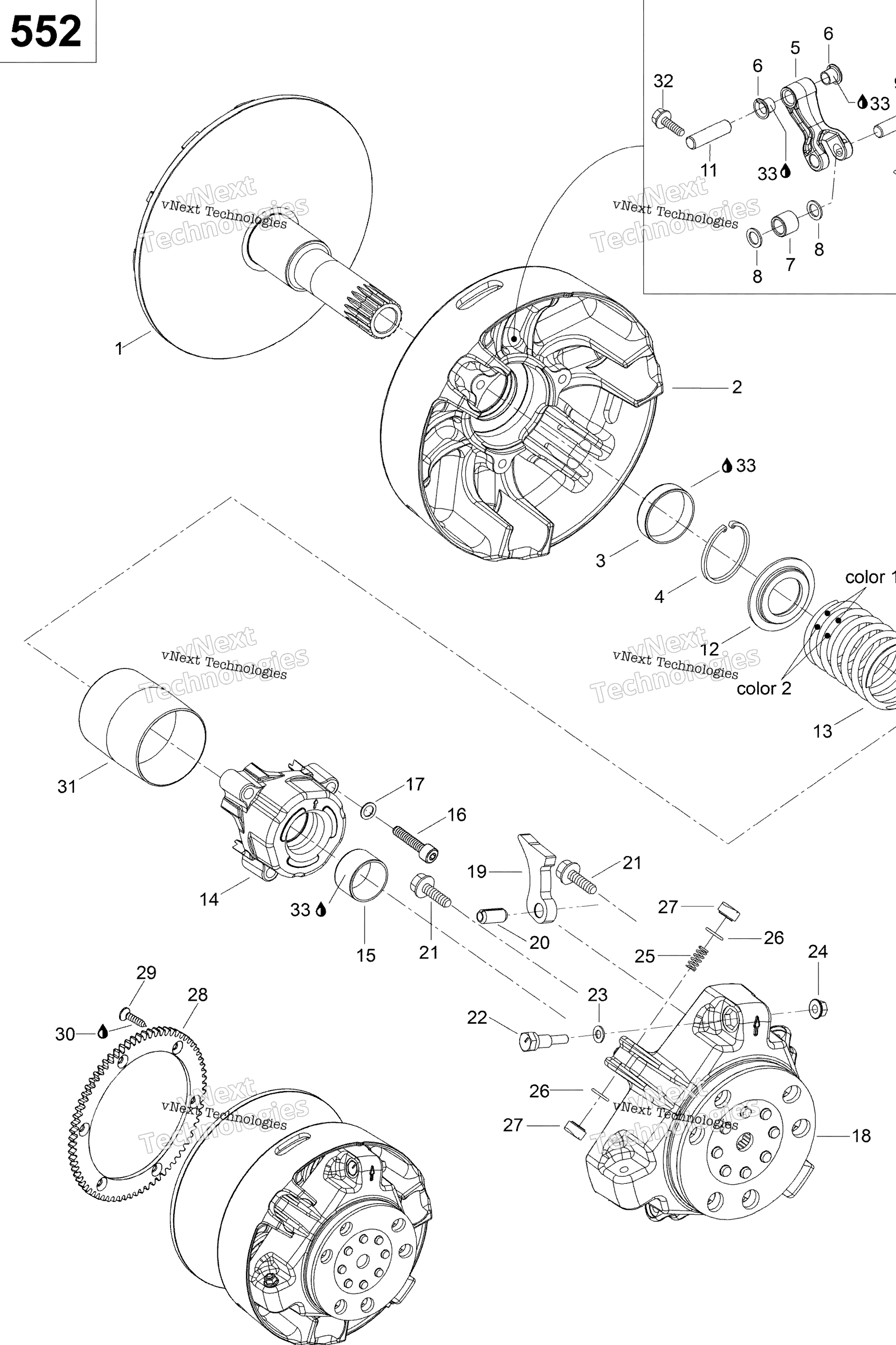 Схема узла Шкив Привода 550F