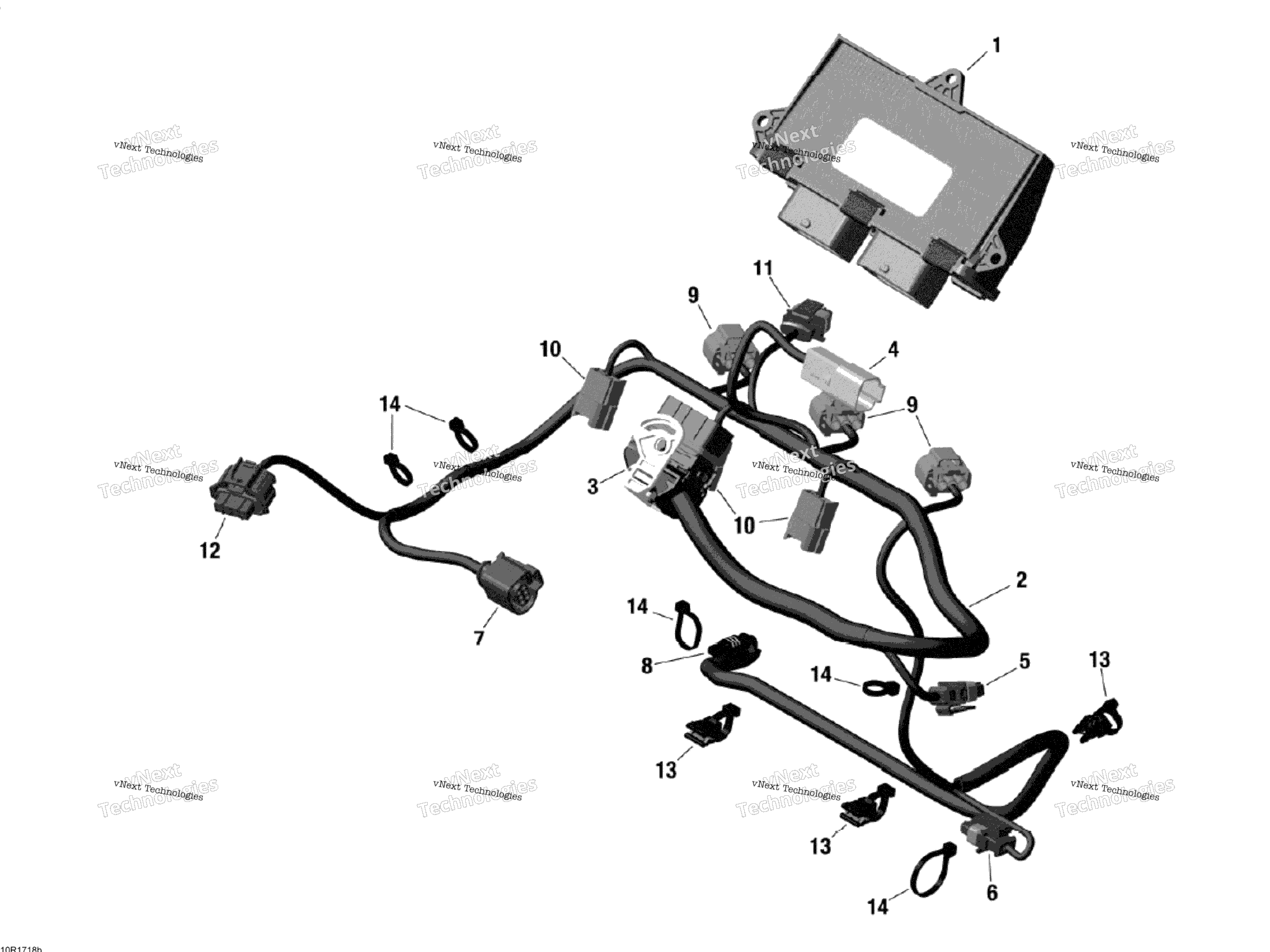 Схема узла Проводка Двигателя И Электронный Модуль - 900 Ace