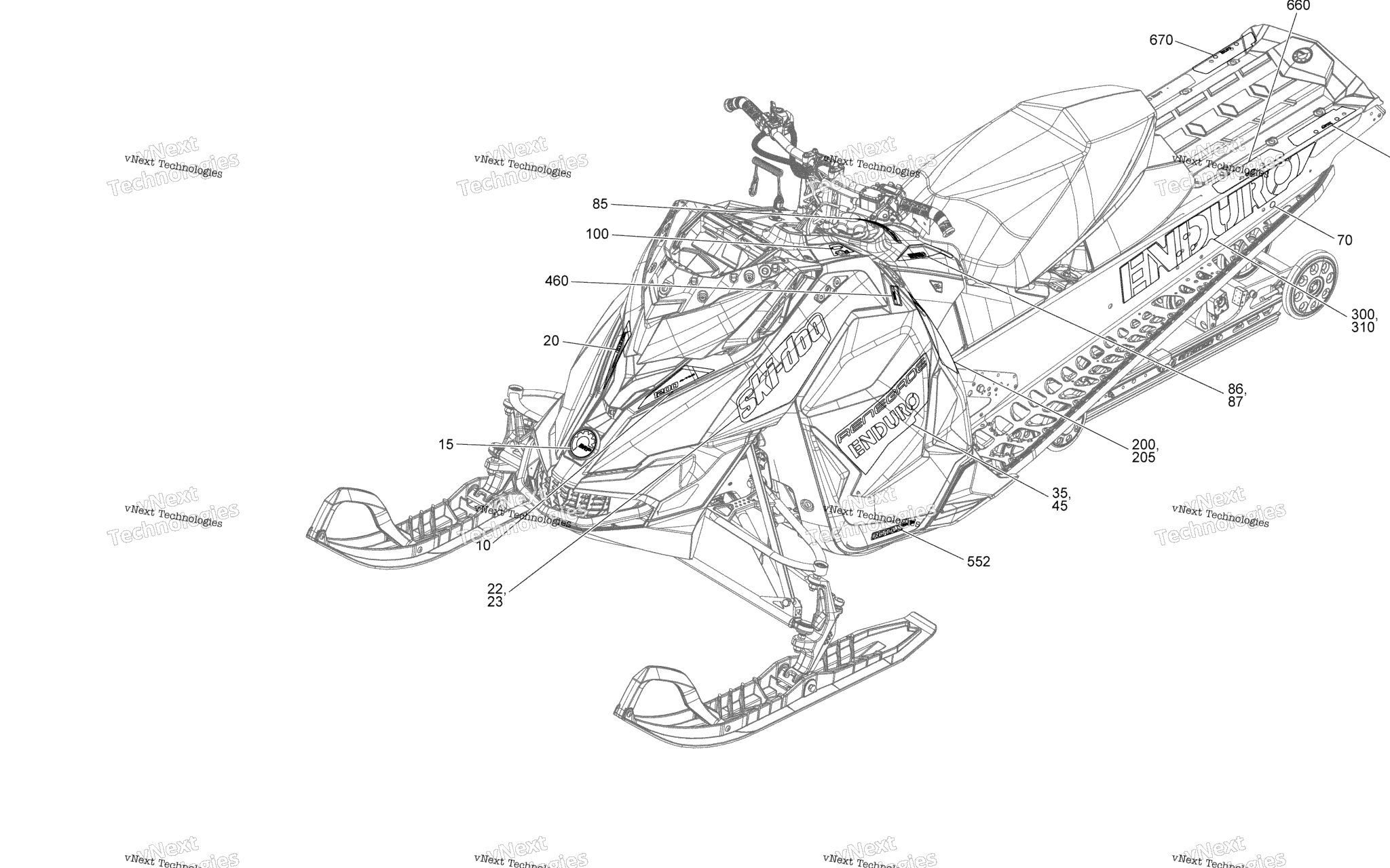 Схема узла Наклейки Renegade - 1200 4-Tec - Комплект Enduro
