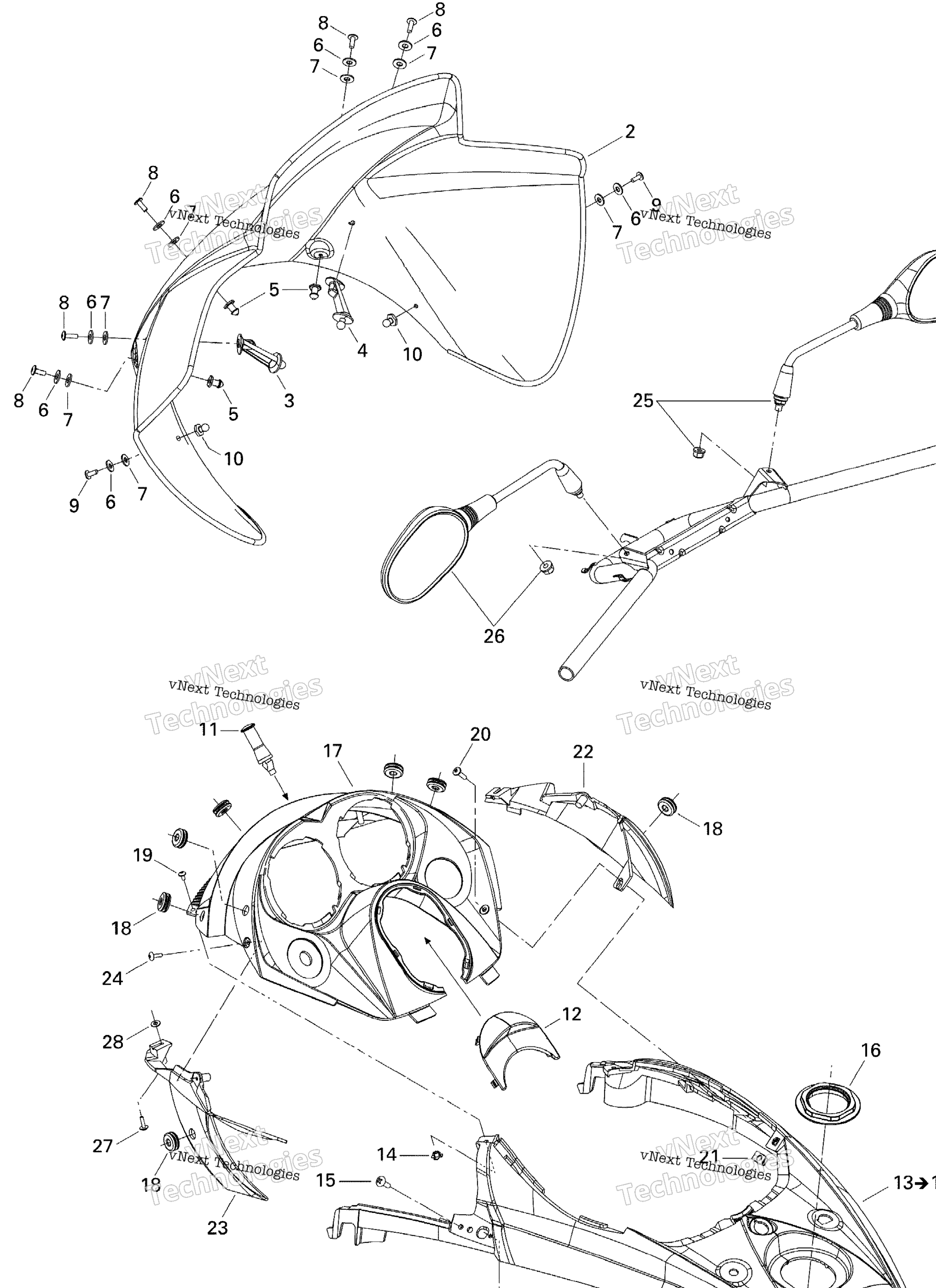 Схема узла Защита Ветрового Стекла И Консоль