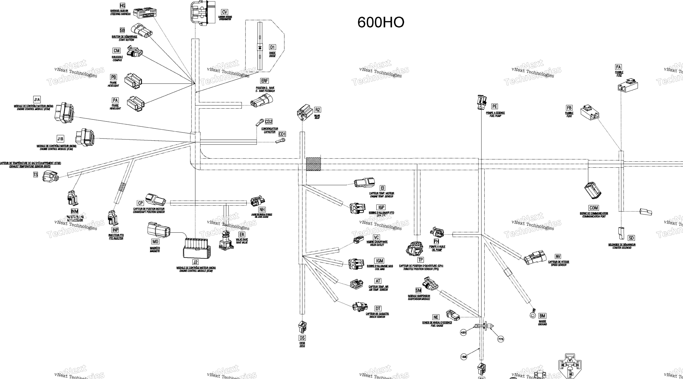 Схема узла Электрическая Проводка 600Ho Etec
