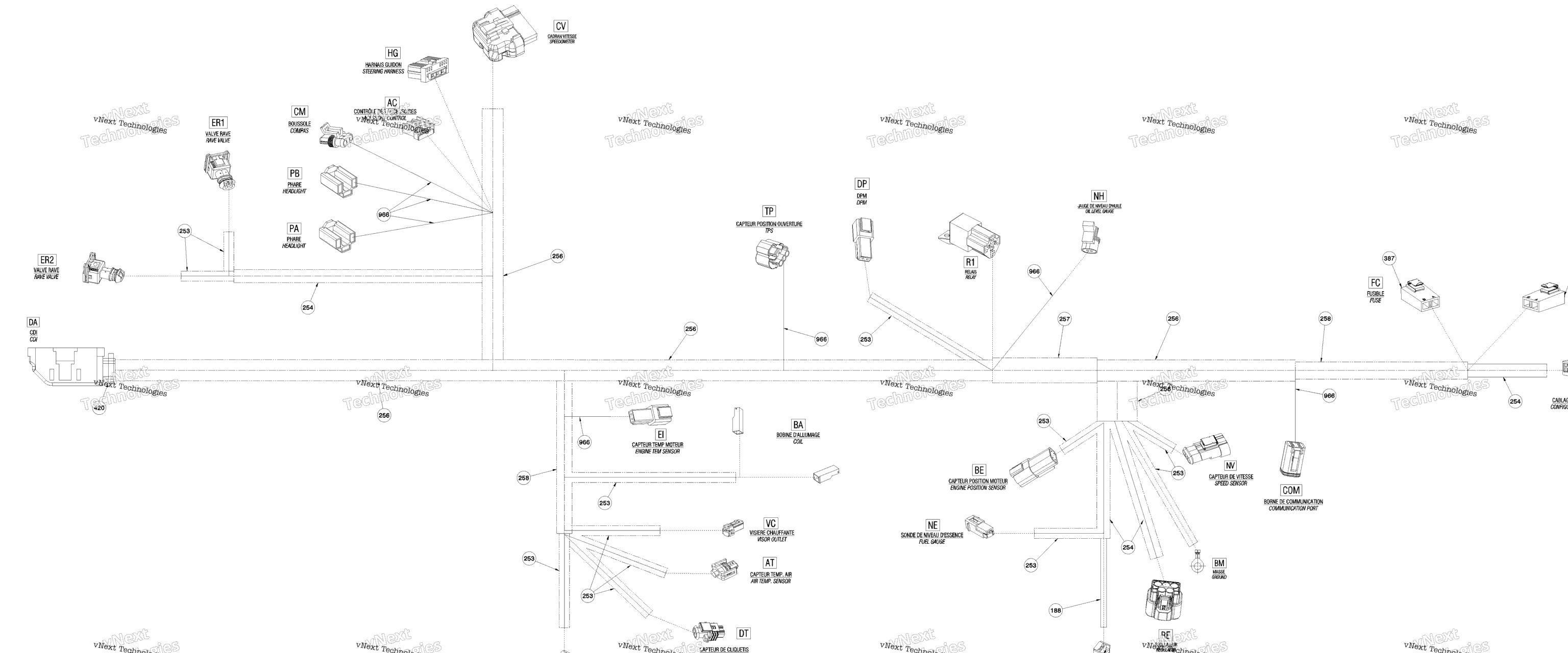 Схема узла Электрическая Проводка 800R Ptek