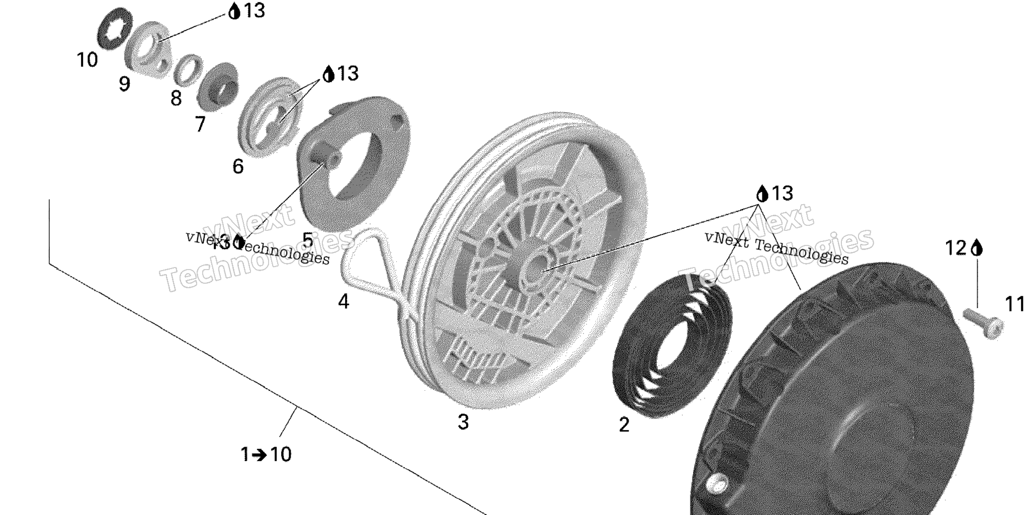 Схема узла Стартёр Обратного Вращения