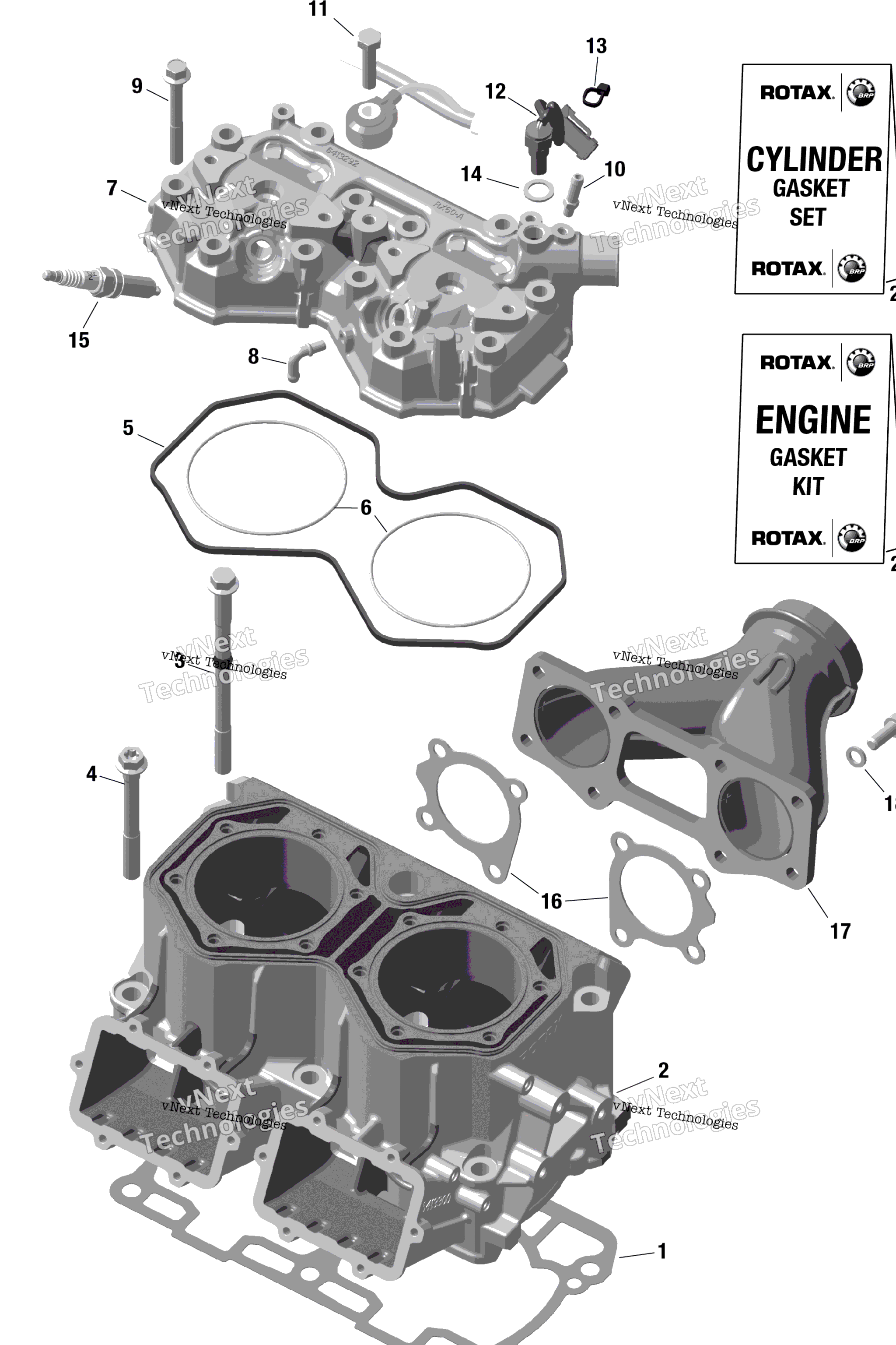 Схема узла Rotax - Цилиндры