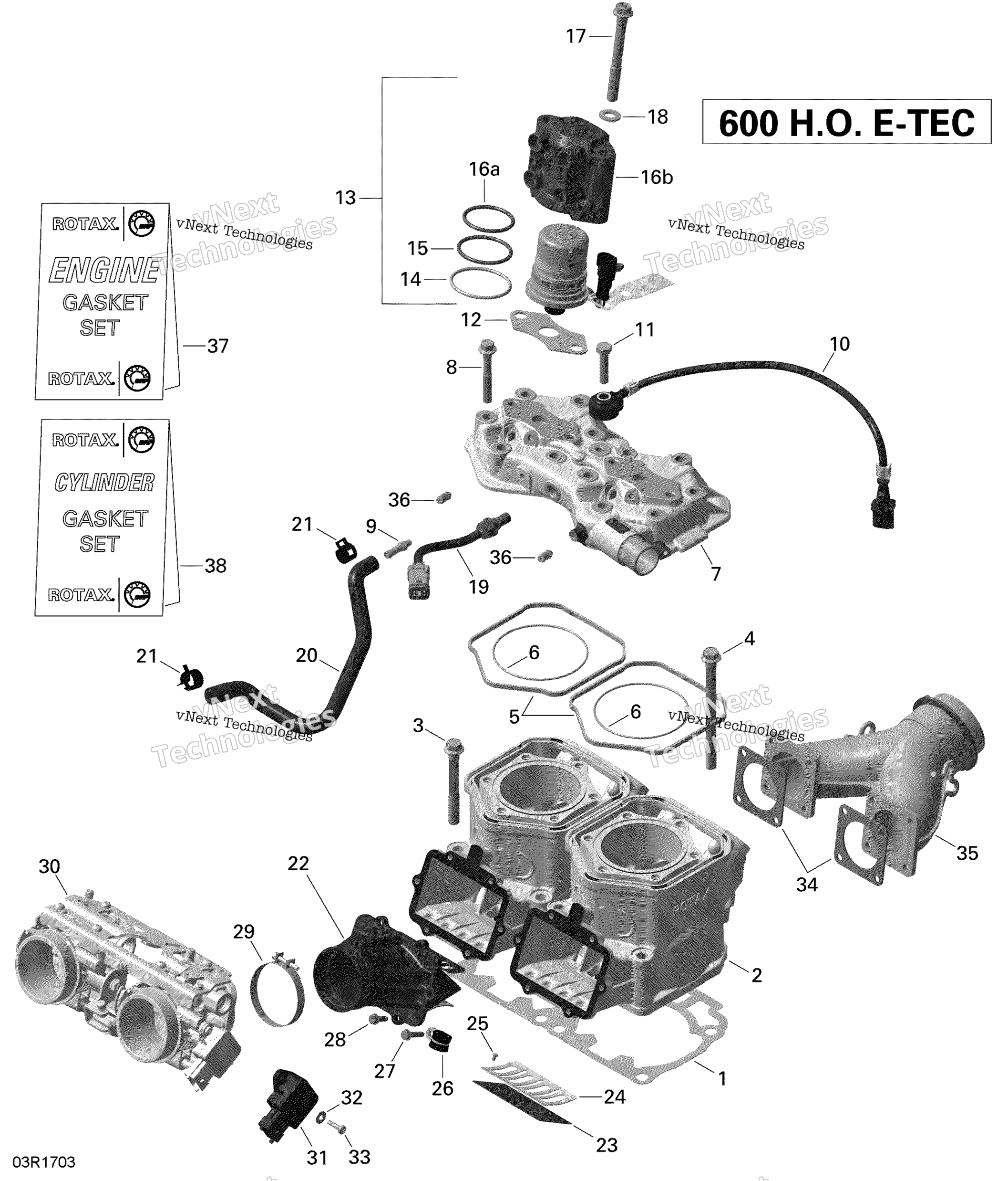 Схема узла Цилиндр И Система Впрыска - 600Ho E-Tec
