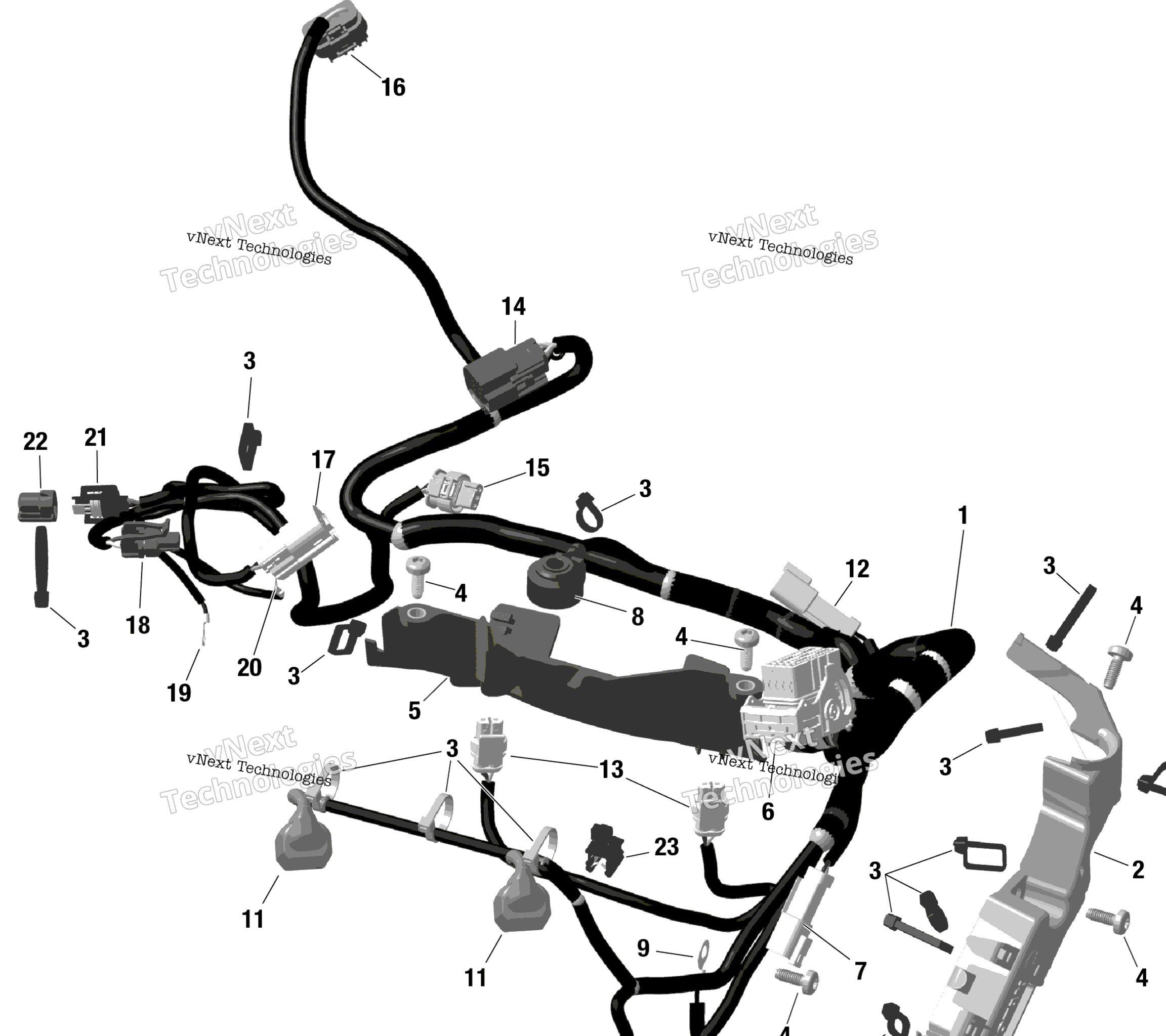 Схема узла Rotax - Жгут Проводов Двигателя И Электронный Модуль