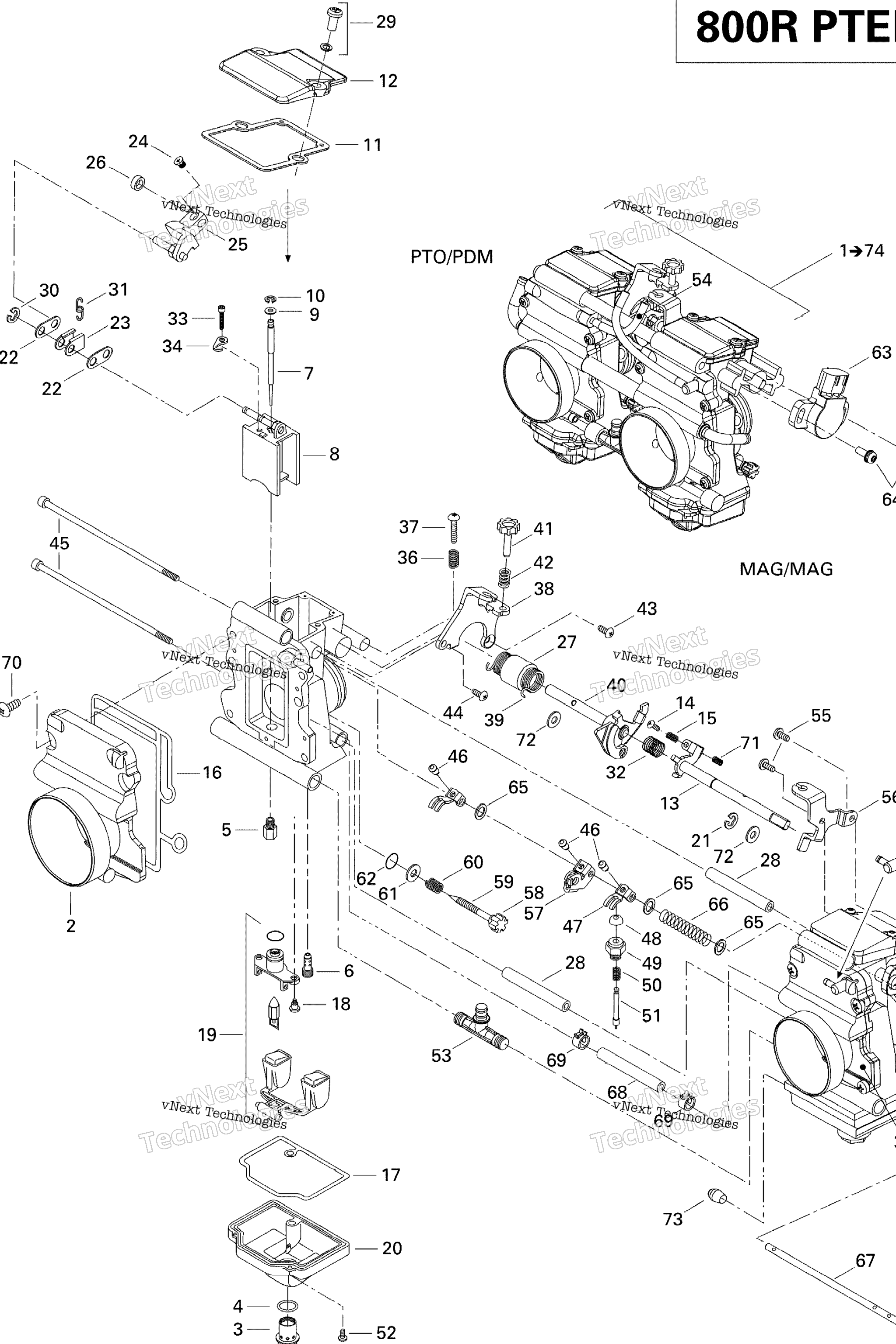 Схема узла Карбюраторы 800R