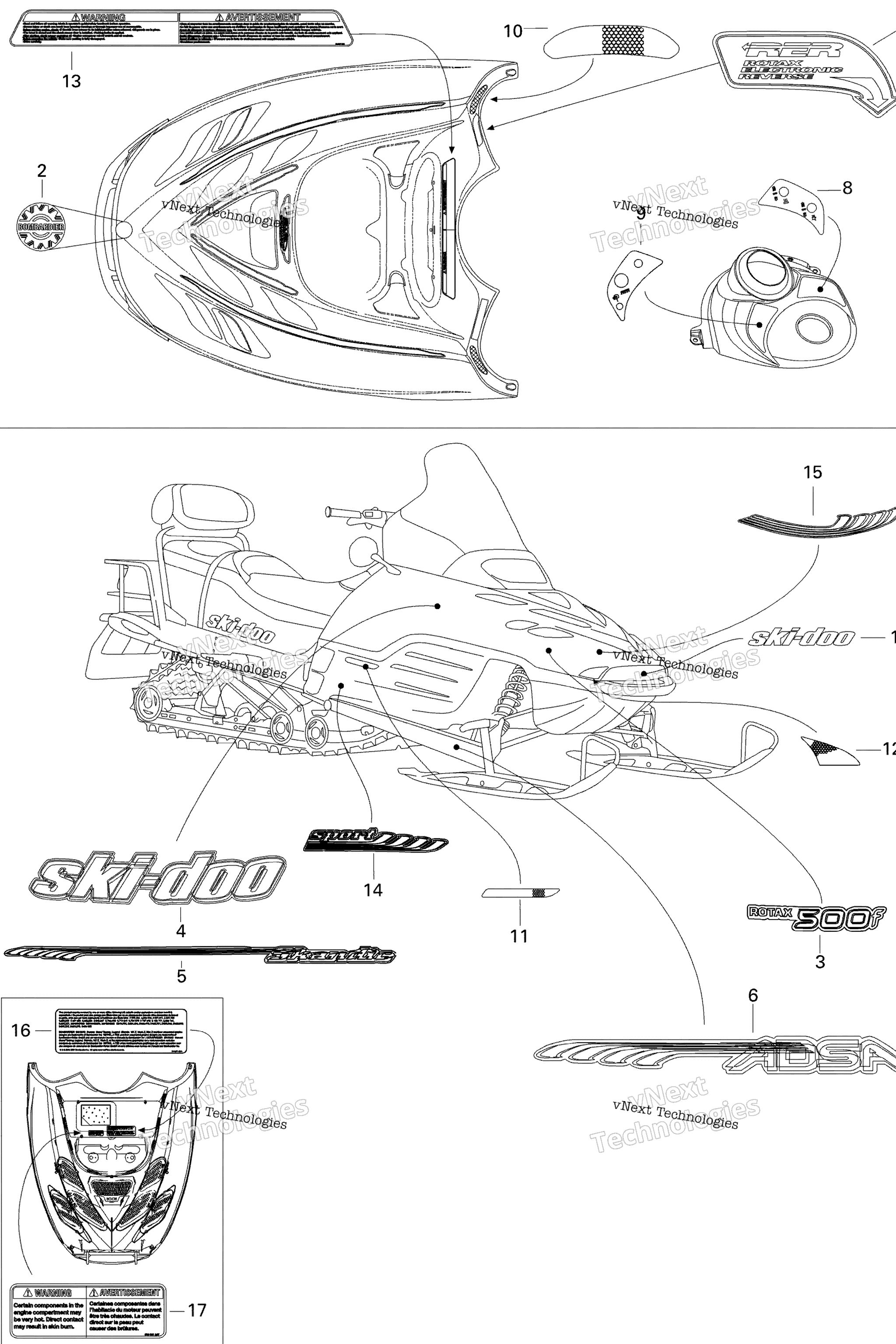 Схема узла Наклейки Skandic 550F