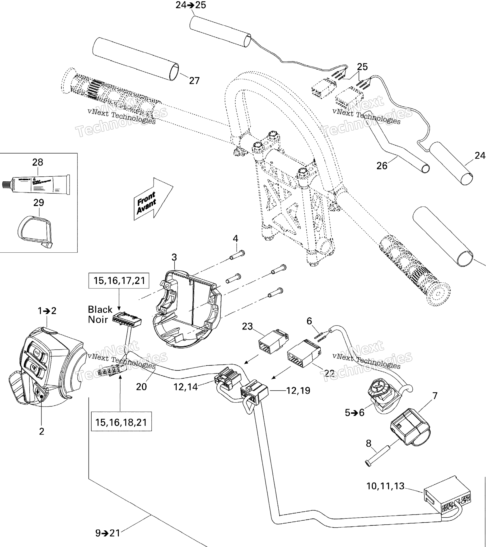 Схема узла Проводка Рулевого Управления 800R Renegade