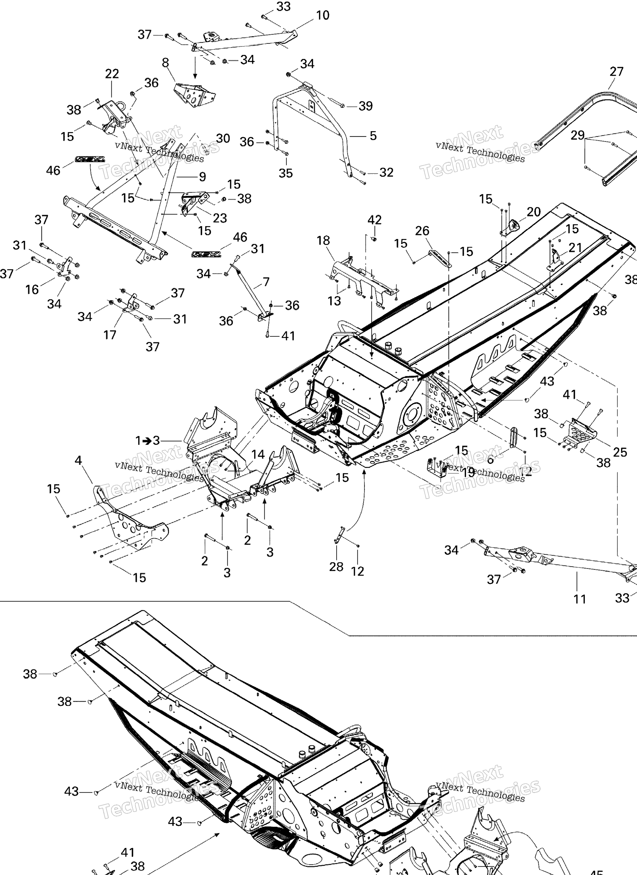 Схема узла Рама - Передняя И Задняя