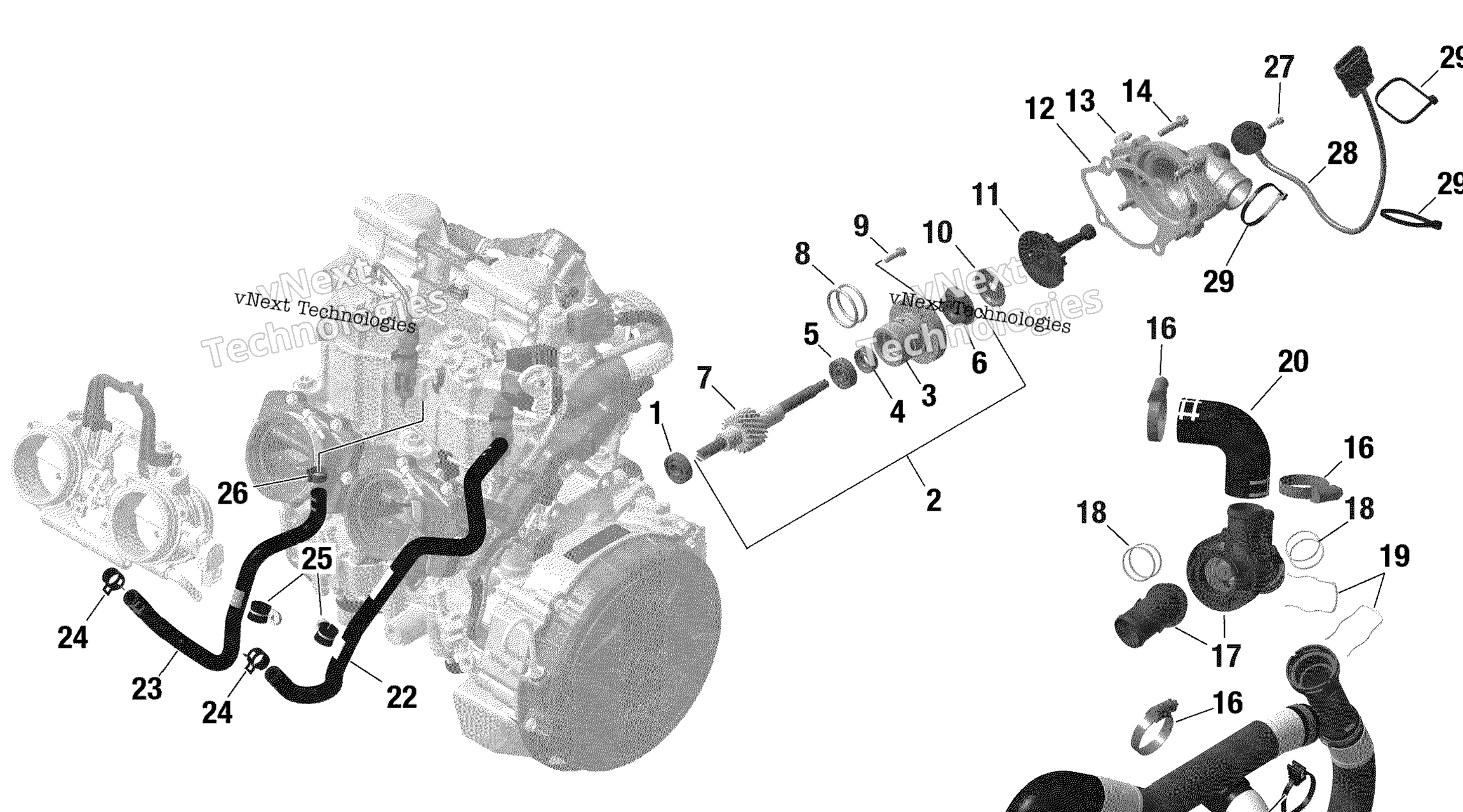 Схема узла Радиатор Охлаждения Двигателя Rotax