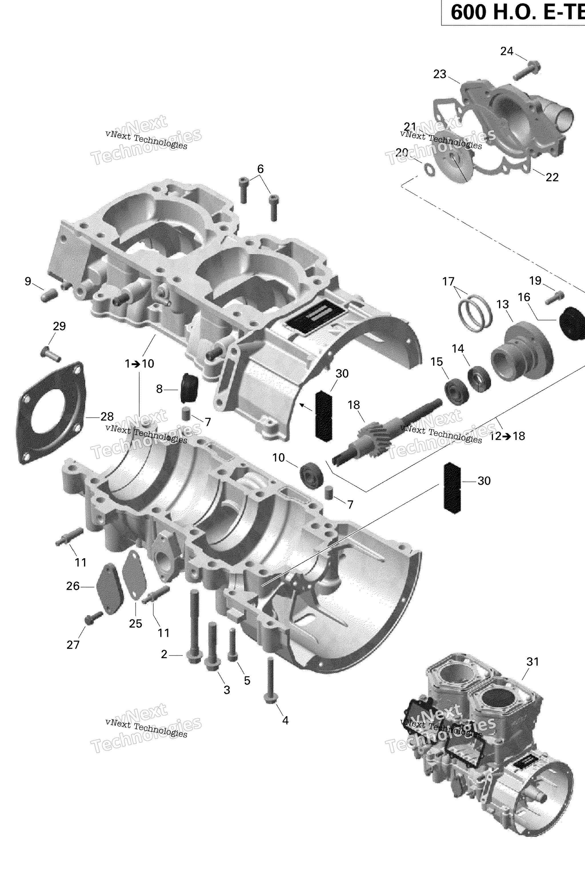 Схема узла Картер, Водяной Насос И Масляный Насос