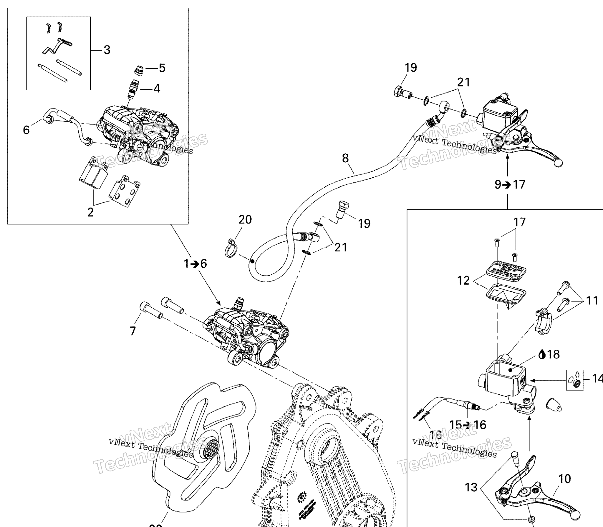 Схема узла Гидравлические Тормоза