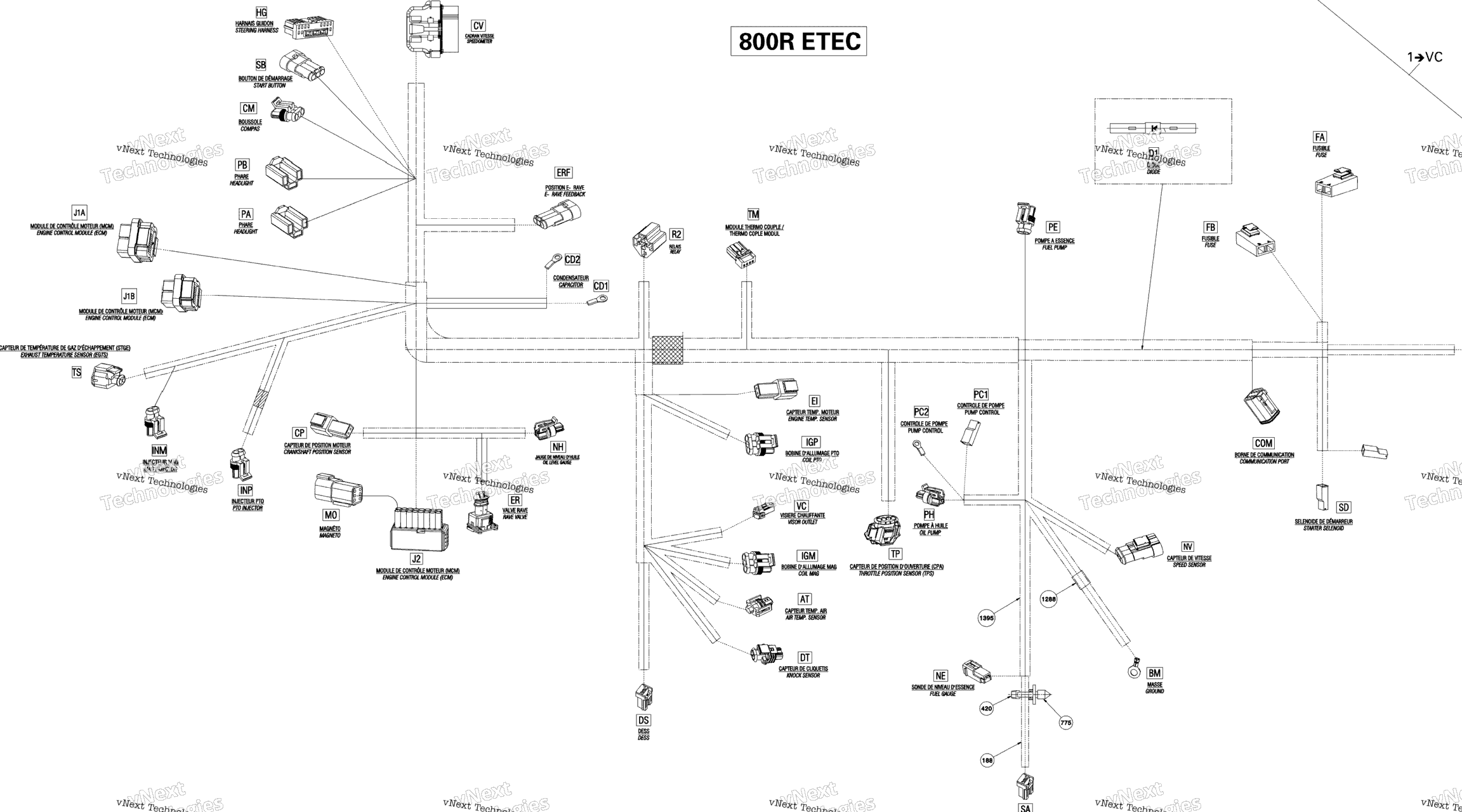 Схема узла Электропроводка 800R Etec