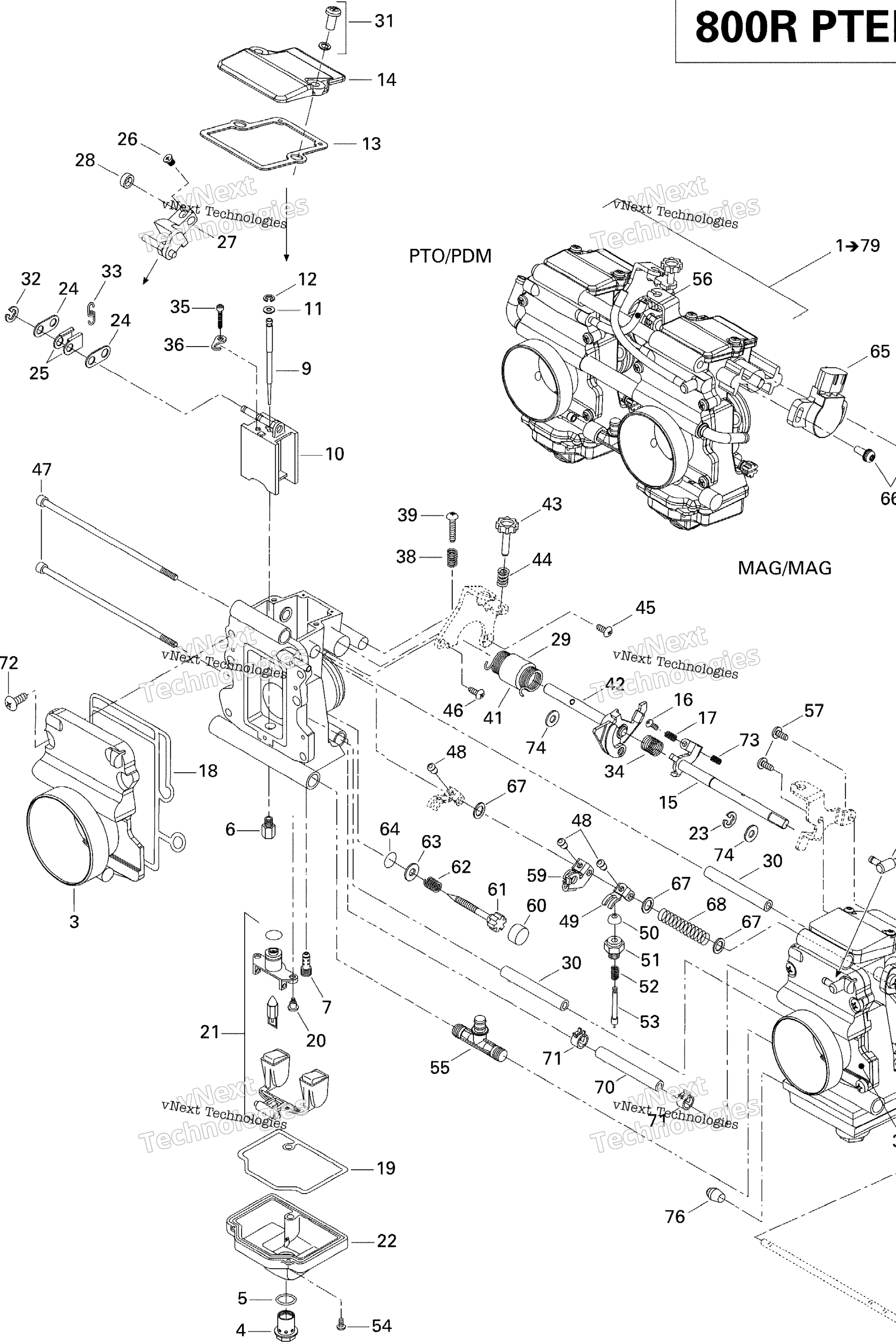 Схема узла Карбюратор 800R Ptek