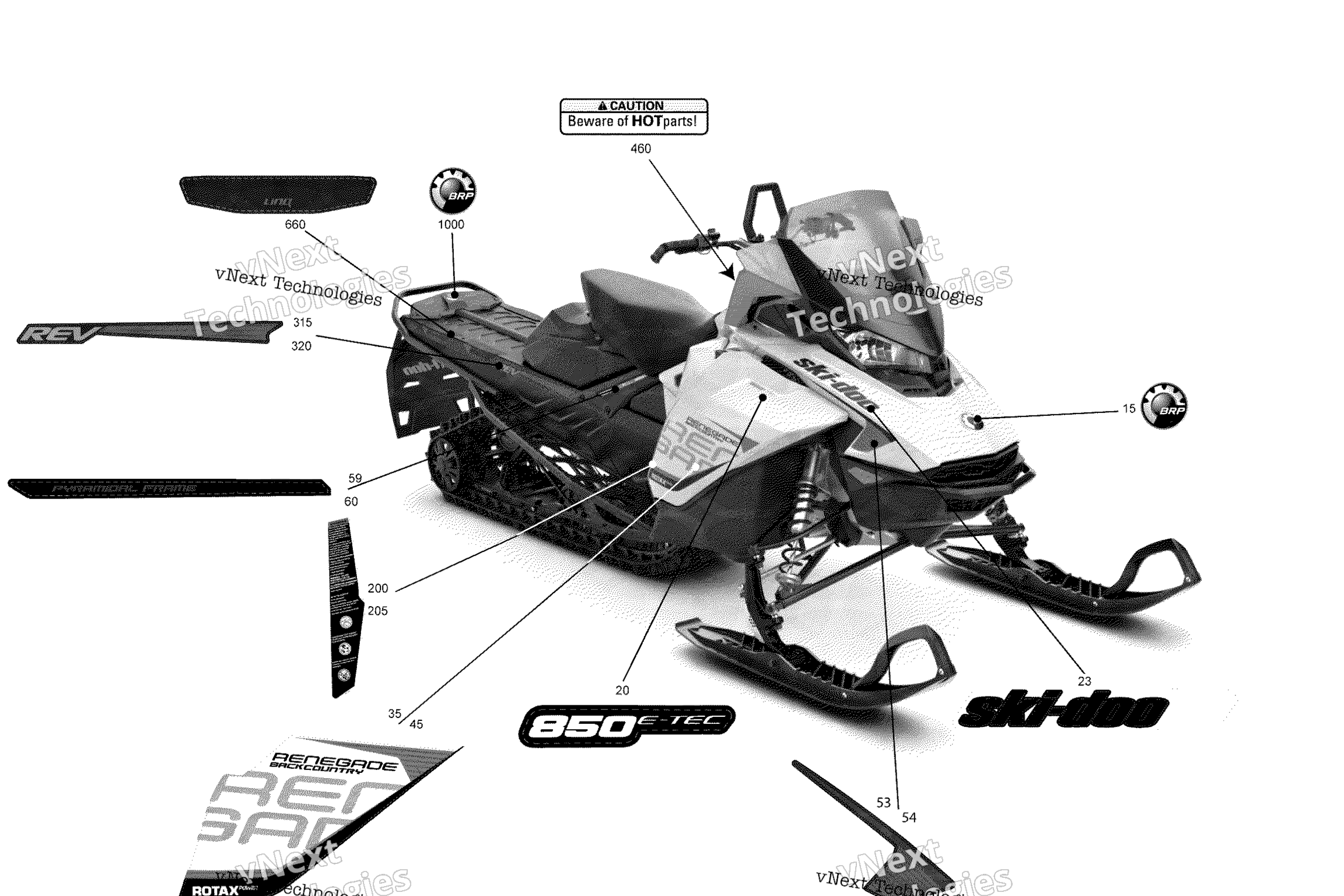 Схема узла Наклейки Renegade - 850E-Tec - Комплект Backcountry