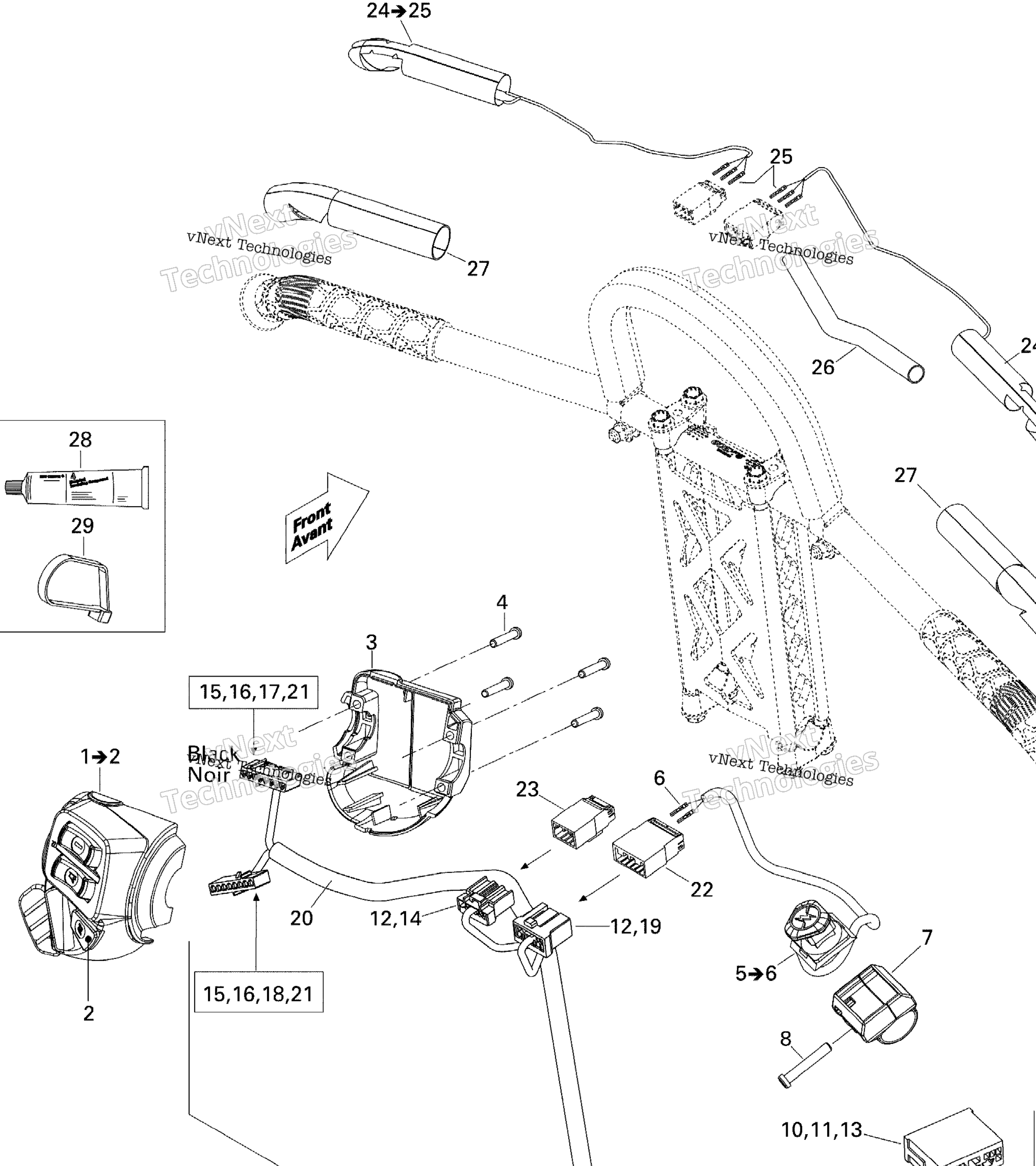 Схема узла Проводка Руля 500Ss, 800R