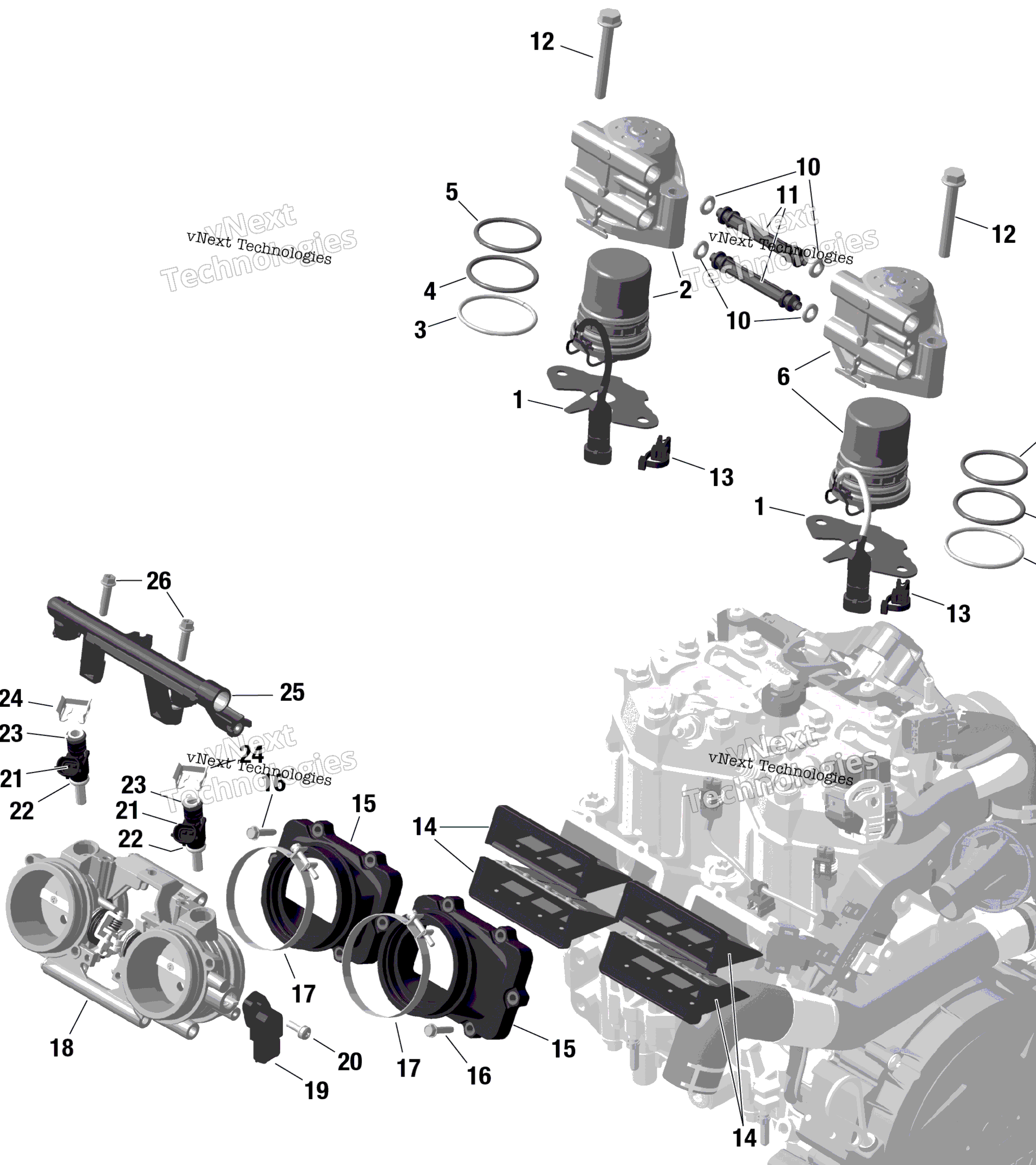 Схема узла Rotax - Электронное Впрыск Топлива