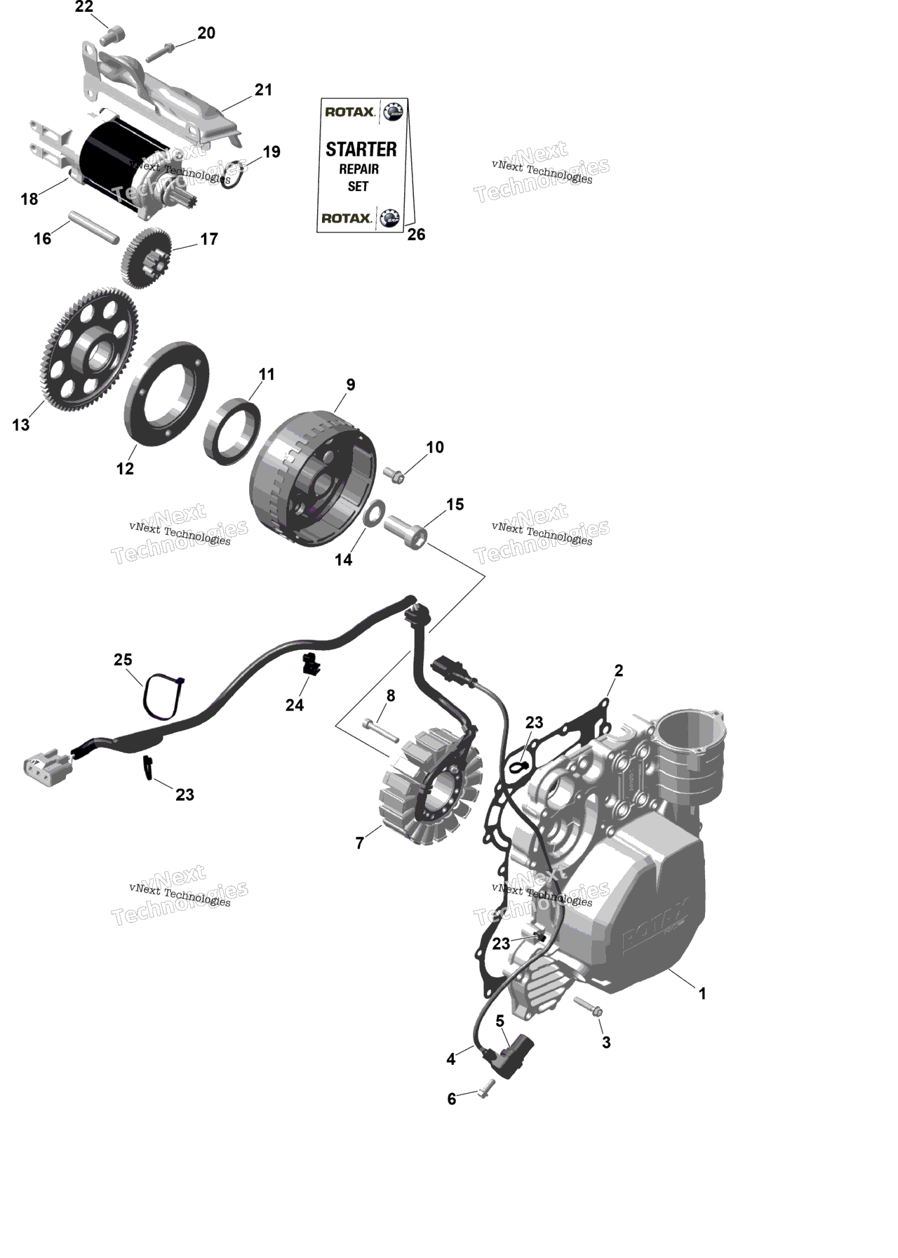 Схема узла Rotax - Механизм Зажигания И Электрический Стартер