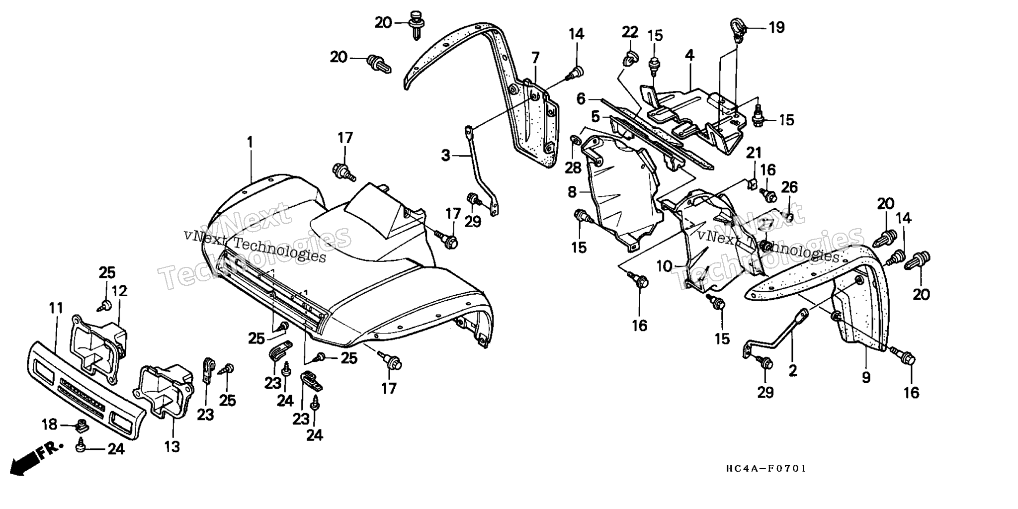 Схема узла Передний Крыло (Trx300Fw) (\'92) 92