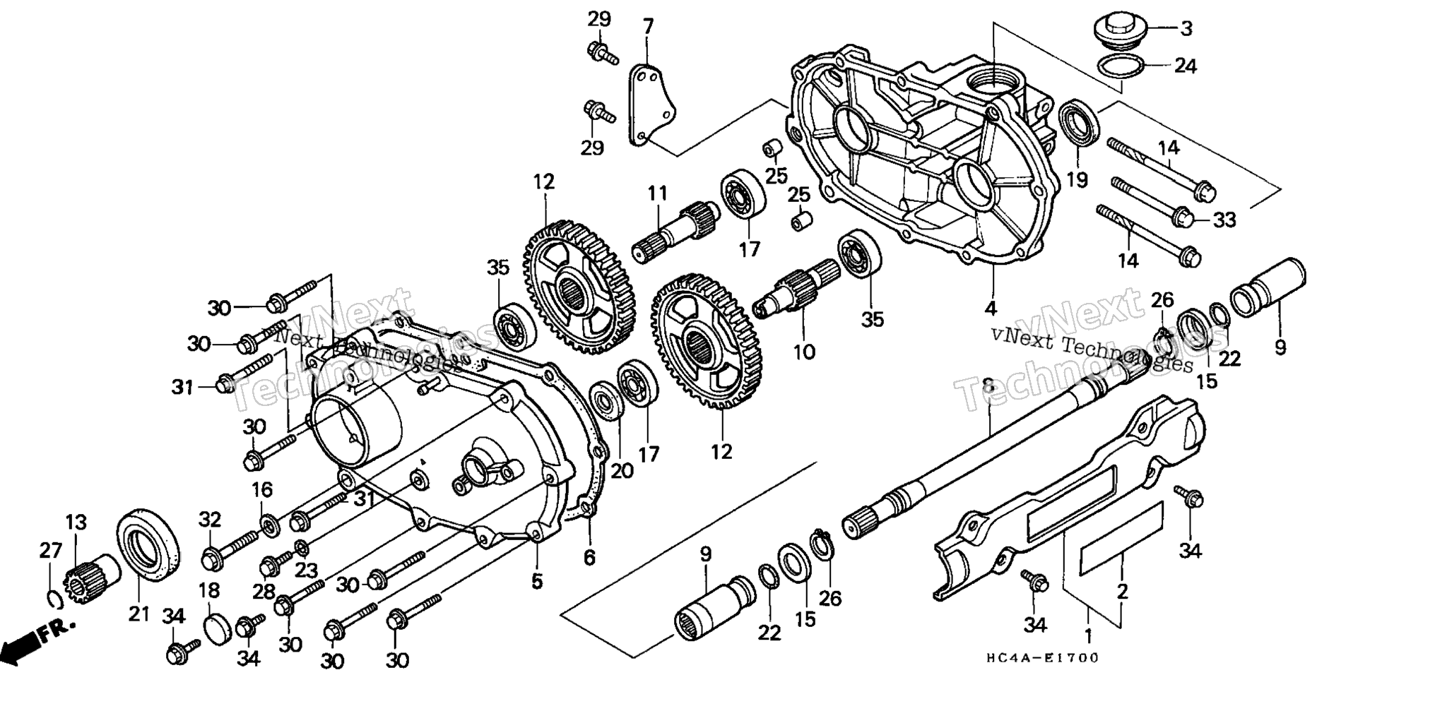 Схема узла Трансмиссия Trx300Fwdriveshaft