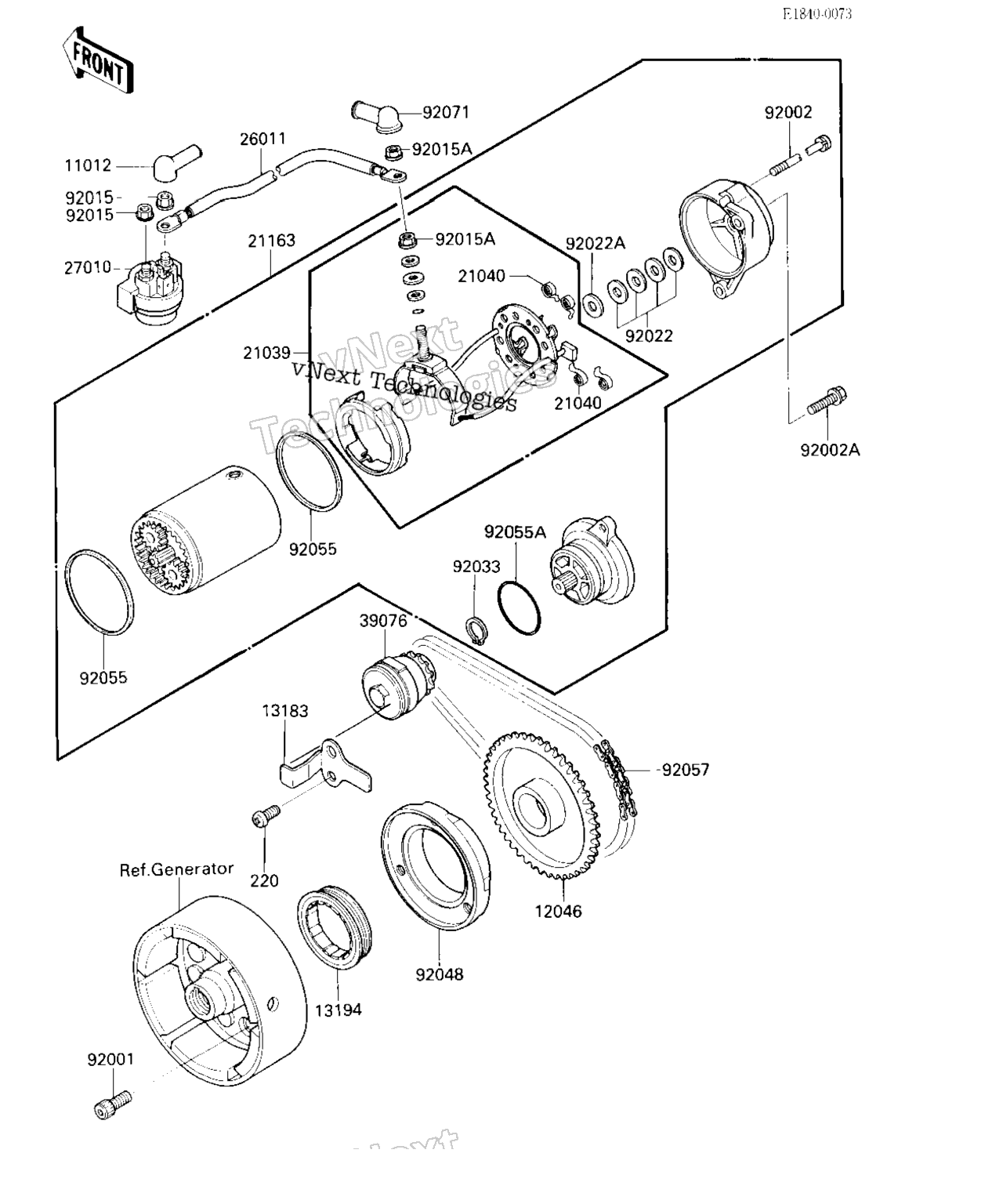 Схема узла Starter Motor/Starter Clutch (E/No. 0176