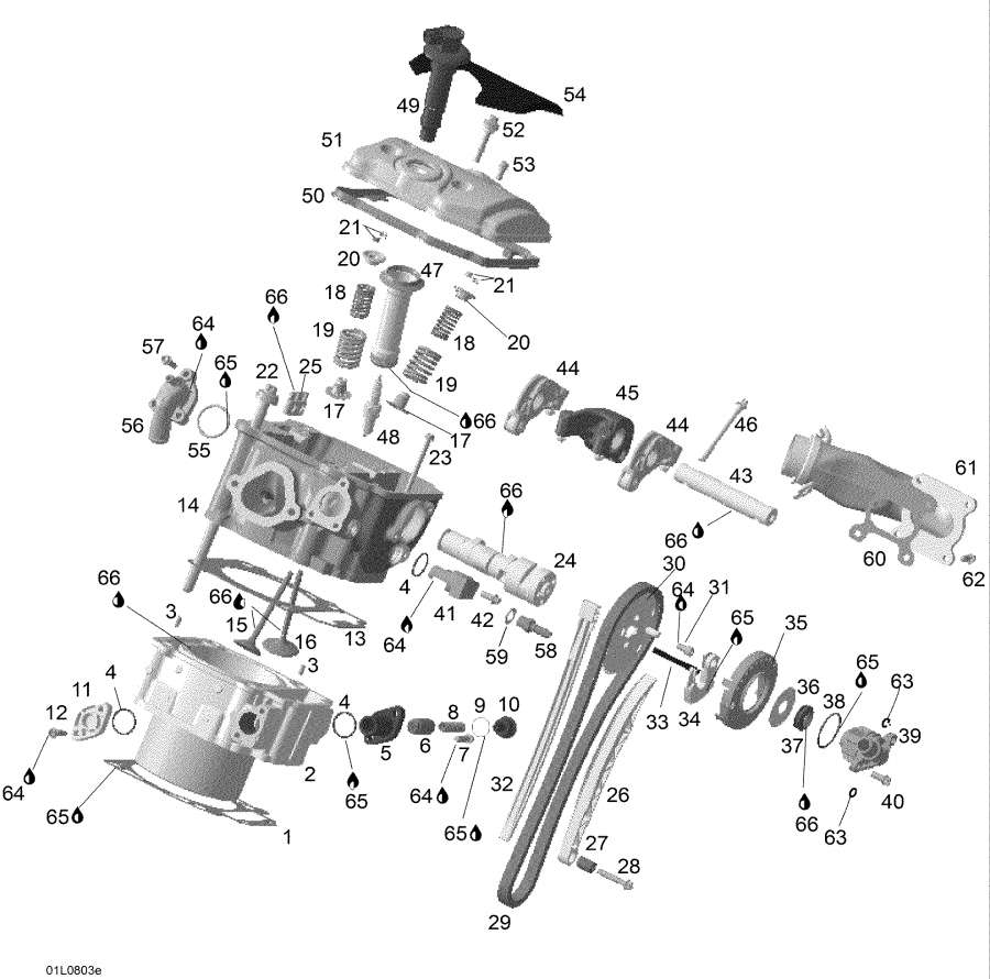 Схема узла 01- Головка Блока Цилиндра Rear (01- Cylinder Head Rear)