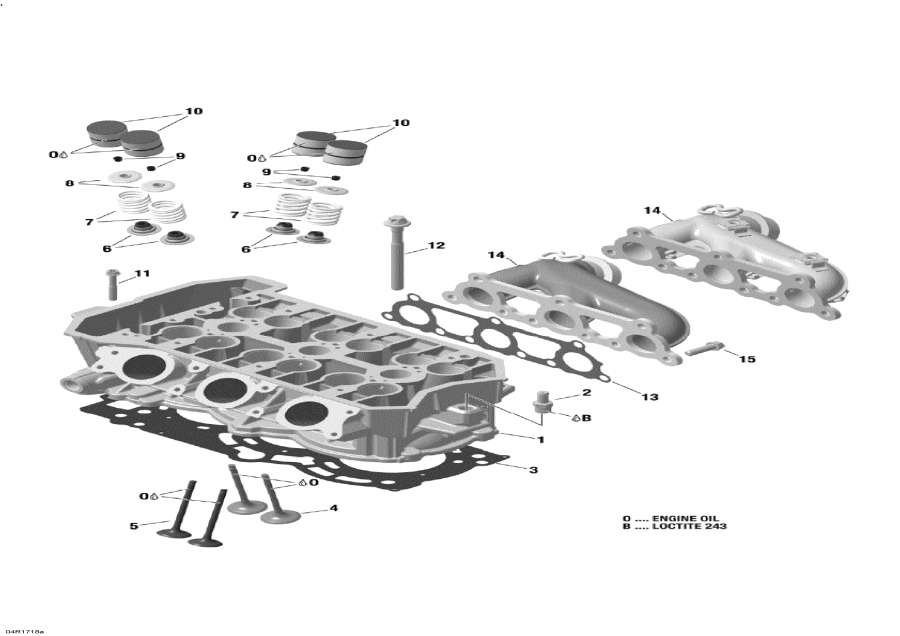 Схема узла 01- Головка Цилиндра И Выхлопной Патрубок - 900 Ace (01- Cylinder Head And Exhaust Manifold - 900 Ace)