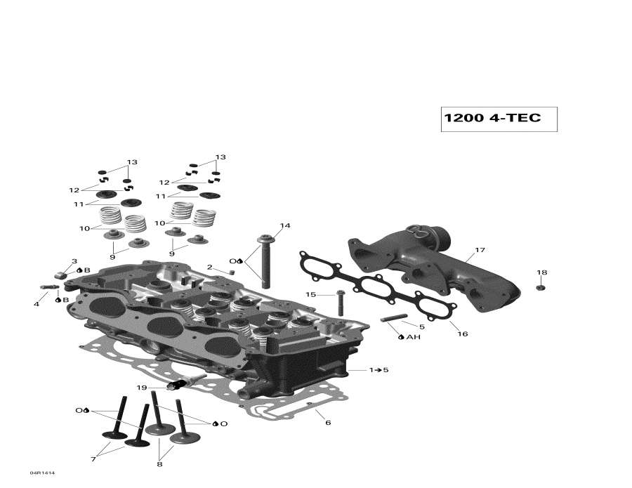 Схема узла Головка Цилиндра И Выхлопной Патрубок (01_Cylinder Head And Exhaust Manifold)