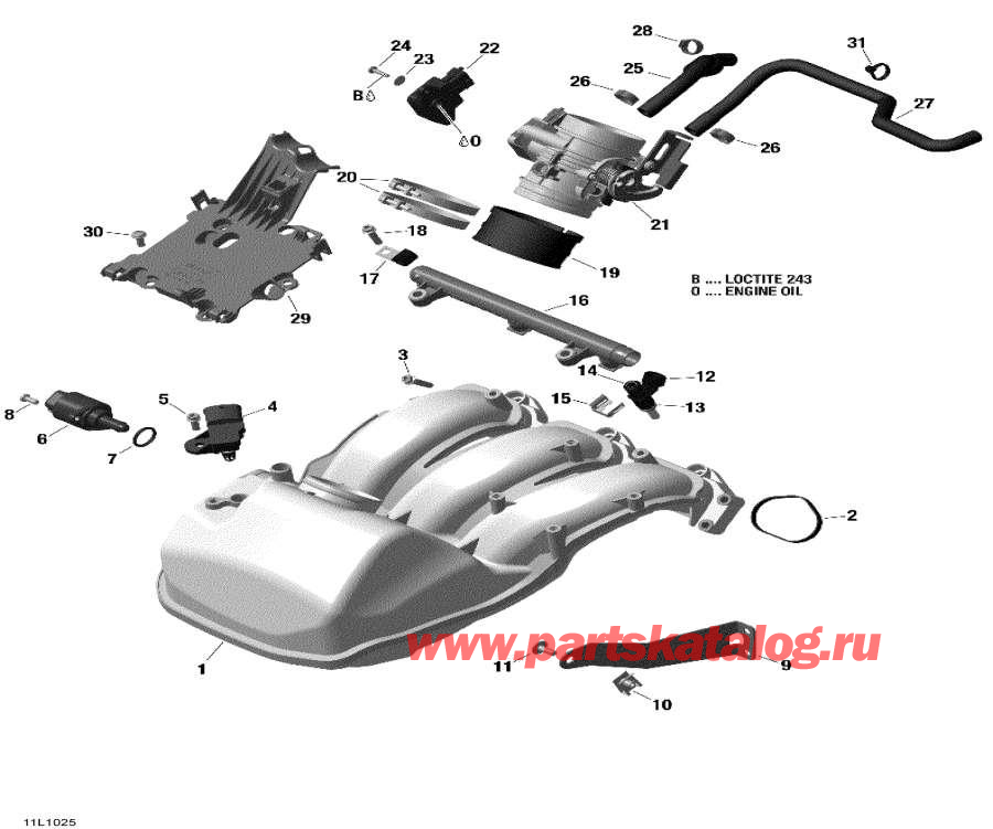 Схема узла 02- Впускная Система И Дроссель Газа (02- Air Intake Manifold And Throttle Body)