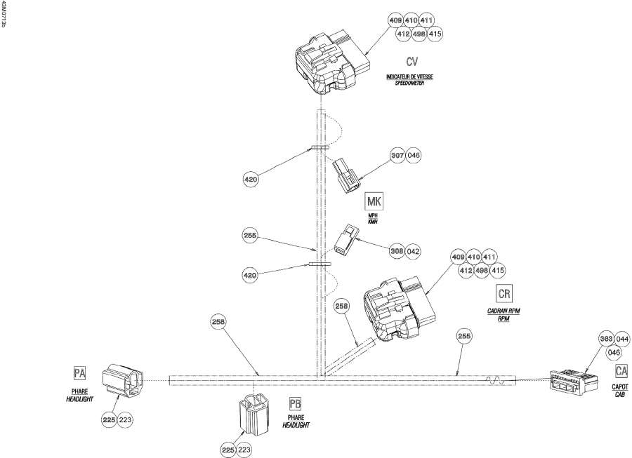 Схема узла 10- Электрика - Жгут Проводов Hood (10- Electrical Harness Hood)
