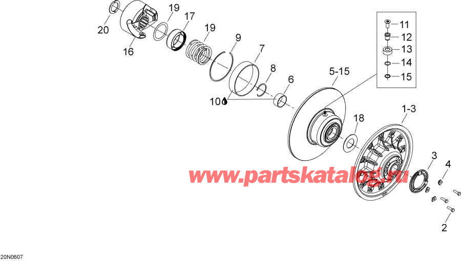 Схема узла 05- Ведомый Шкив (05- Driven Pulley)