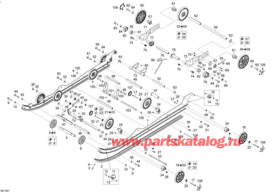 Схема узла 08- Задняя Подвеска 49Ranger - 600Ho E-Tec & 600 Ace (08- Rear Suspension 49Ranger - 600Ho E-Tec & 600 Ace)