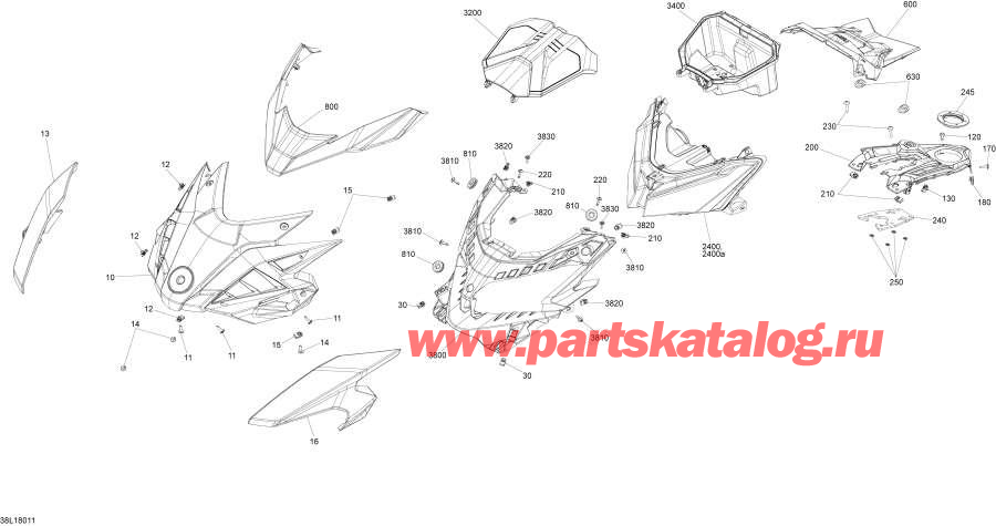 Схема узла 09- Hood Front Part Boondocker Двигатель 850 E-Tec - Package Ds (09- Hood Front Part Boondocker Engine 850 E-Tec - Package Ds)