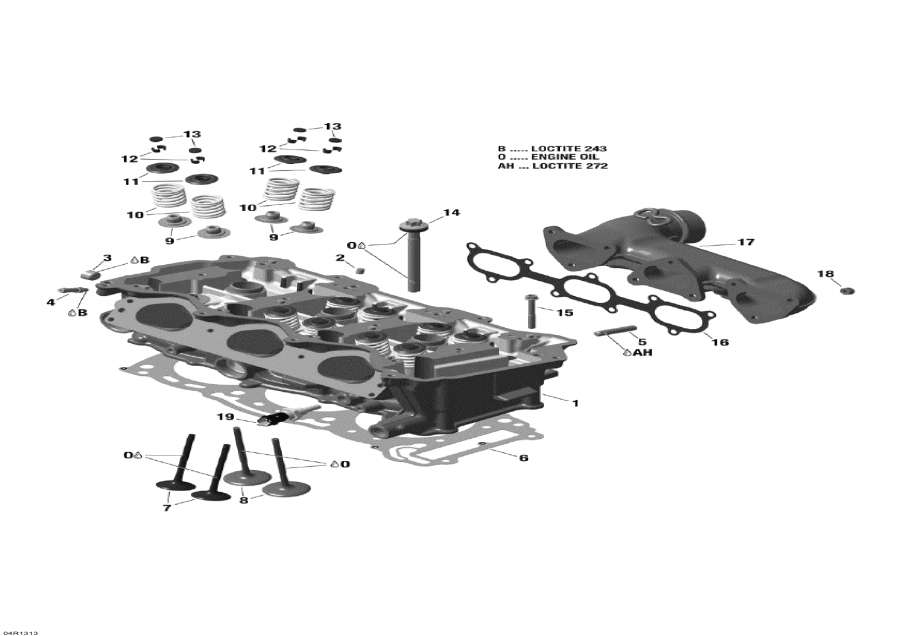 Схема узла 01- Головка Цилиндра И Выхлопной Патрубок (01- Cylinder Head And Exhaust Manifold)