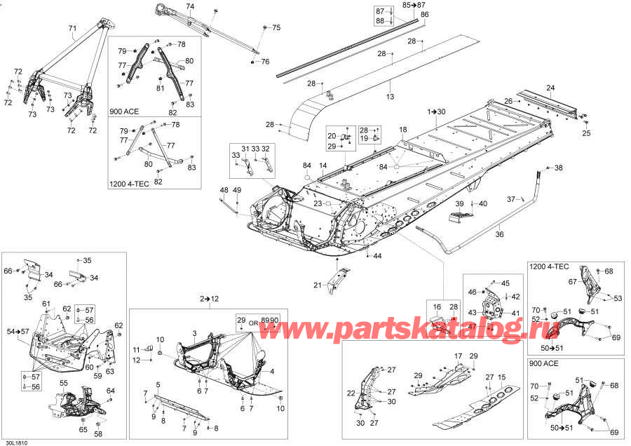 Схема узла 09- Рама 69Ranger - 1200 4-Tec (09- Frame 69Ranger - 1200 4-Tec)