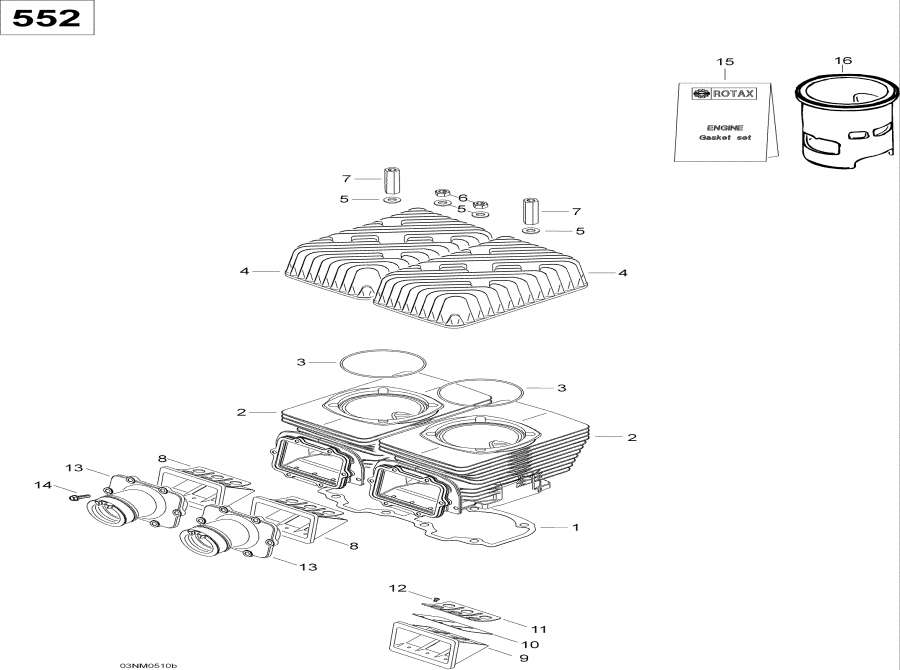 Схема узла 01- Цилиндр И Головка Блока Цилиндра 552 (01- Cylinder And Cylinder Head 552)