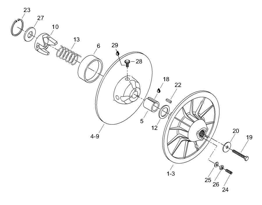 Схема узла 05- Ведомый Шкив (05- Driven Pulley)