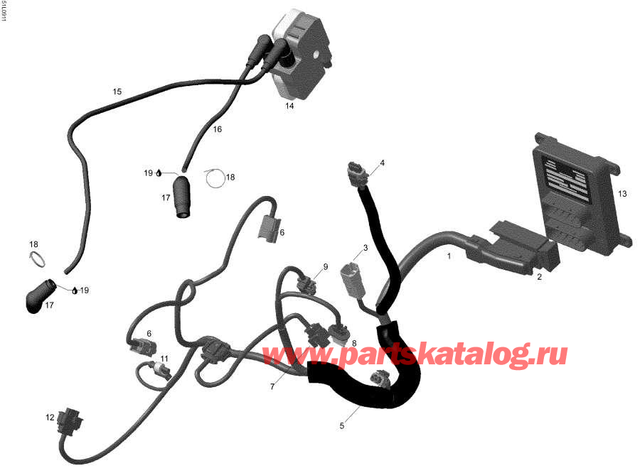 Схема узла 10- Двигатель Жгут Проводов И Electronic Module (10- Engine Harness And Electronic Module)