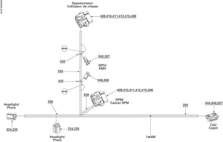 Схема узла 10- Электрика - Жгут Проводов, Hood (10- Electrical Harness, Hood)