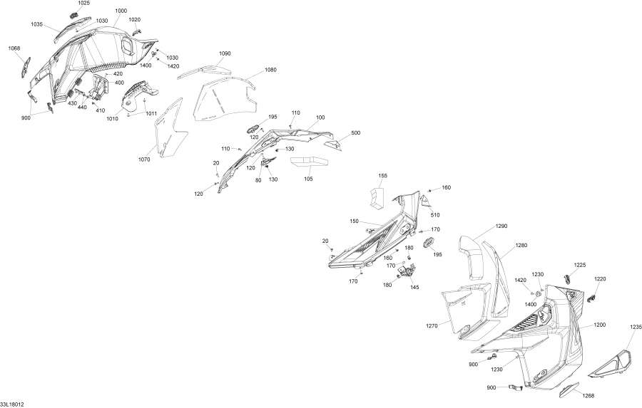 Схема узла 09- Hood Side Part Boondocker Двигатель 850 E-Tec - Package Ds (09- Hood Side Part Boondocker Engine 850 E-Tec - Package Ds)