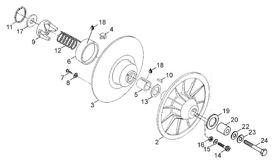 Схема узла 05- Ведомый Шкив (05- Driven Pulley)