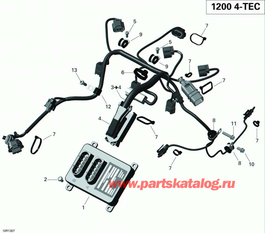 Схема узла 10- Двигатель Жгут Проводов И Electric Module (10- Engine Harness And Electric Module)