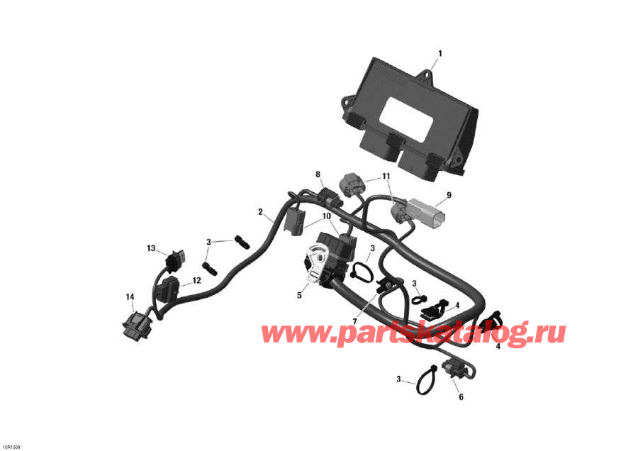 Схема узла 10- Двигатель Жгут Проводов И Electronic Module (10- Engine Harness And Electronic Module)