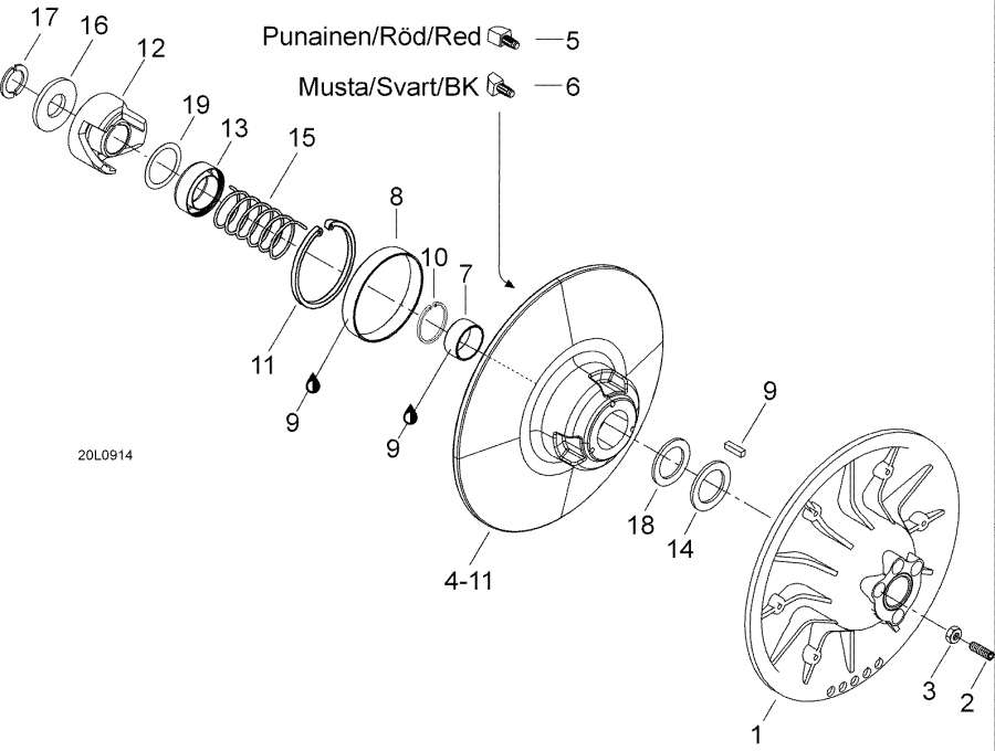 Схема узла 05- Ведомый Шкив (05- Driven Pulley)