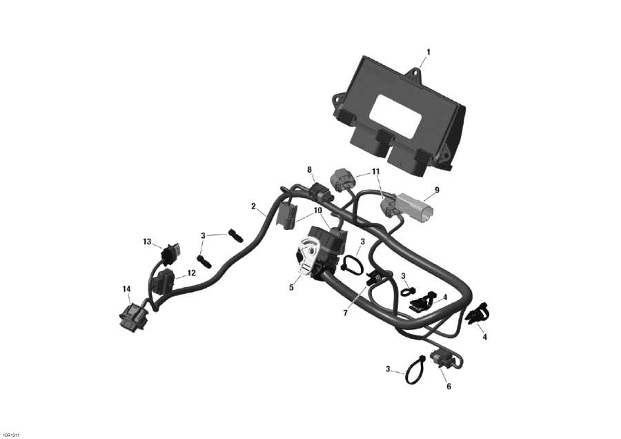 Схема узла 10- Двигатель Жгут Проводов И Electronic Module (10- Engine Harness And Electronic Module)